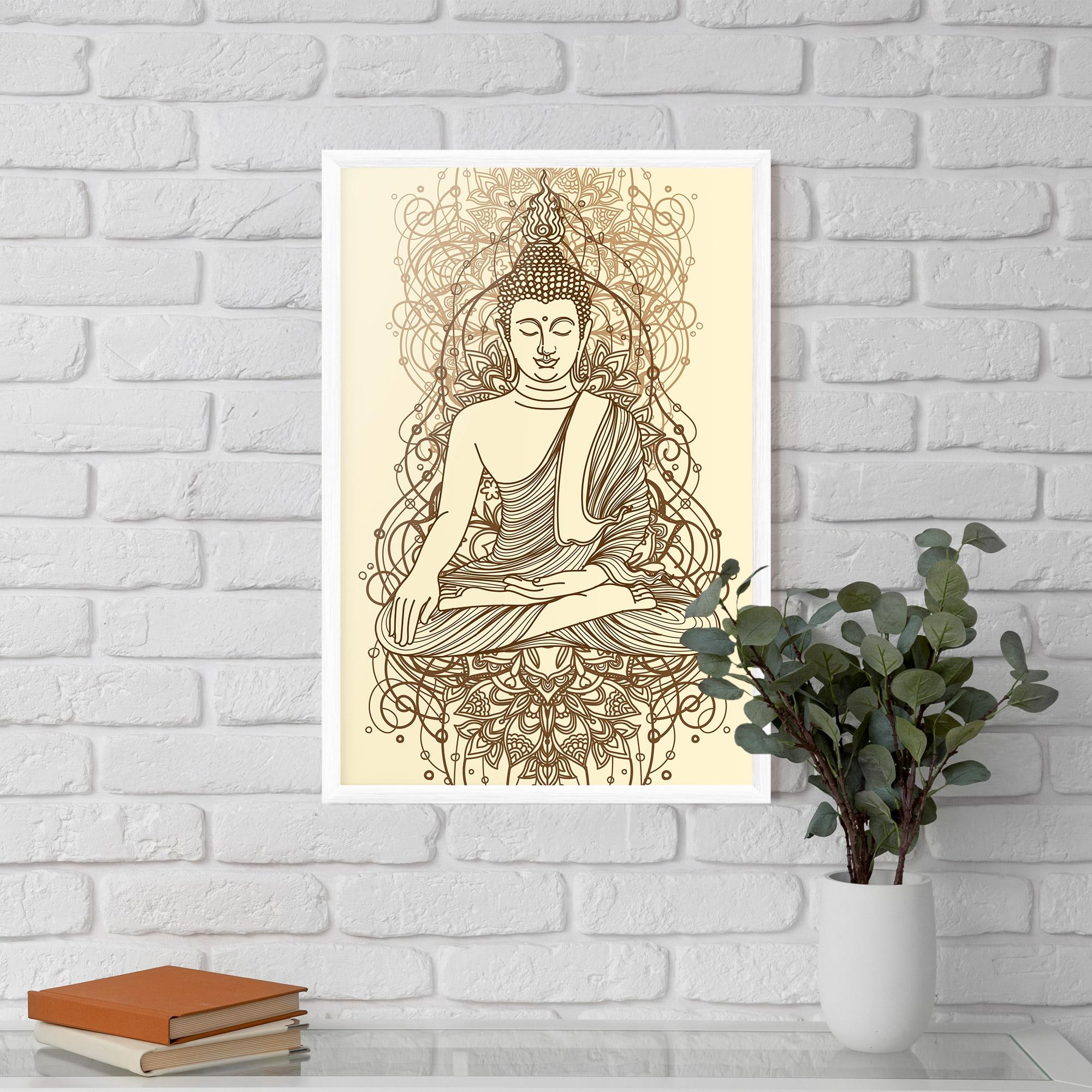 Poster Înrămat Brown Line Buddha mockup 5