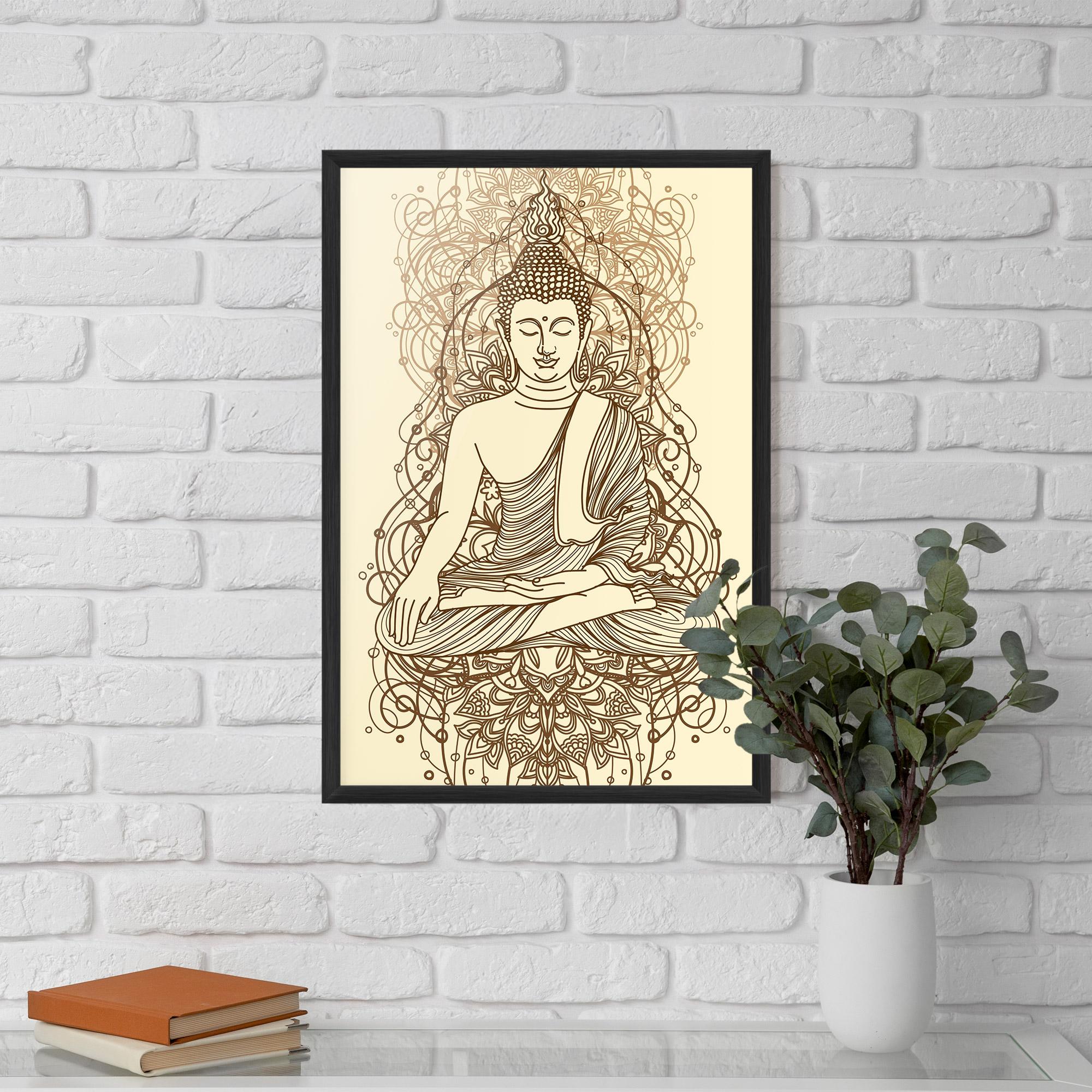 Poster Înrămat Brown Line Buddha mockup 5