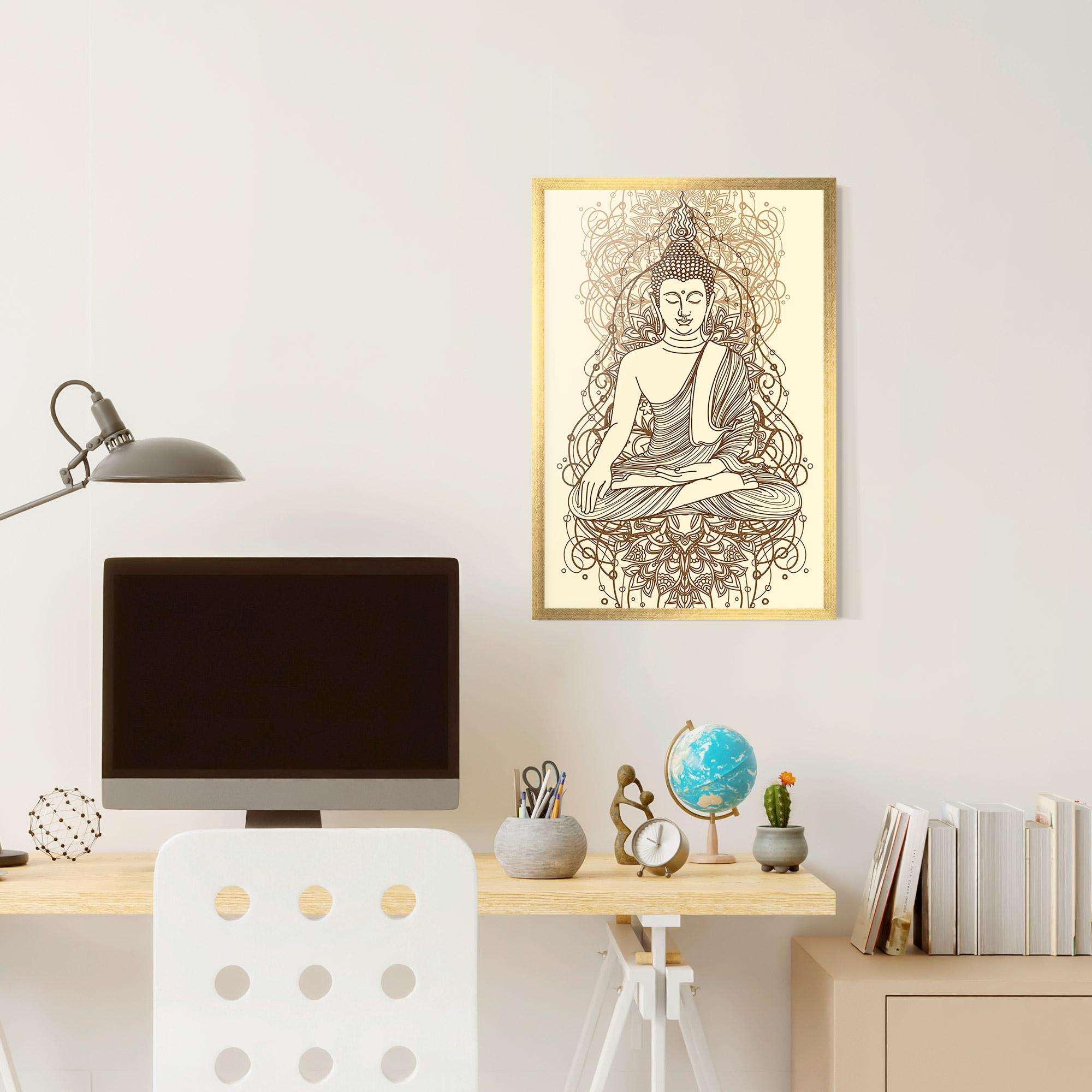 Poster Înrămat Brown Line Buddha mockup 6