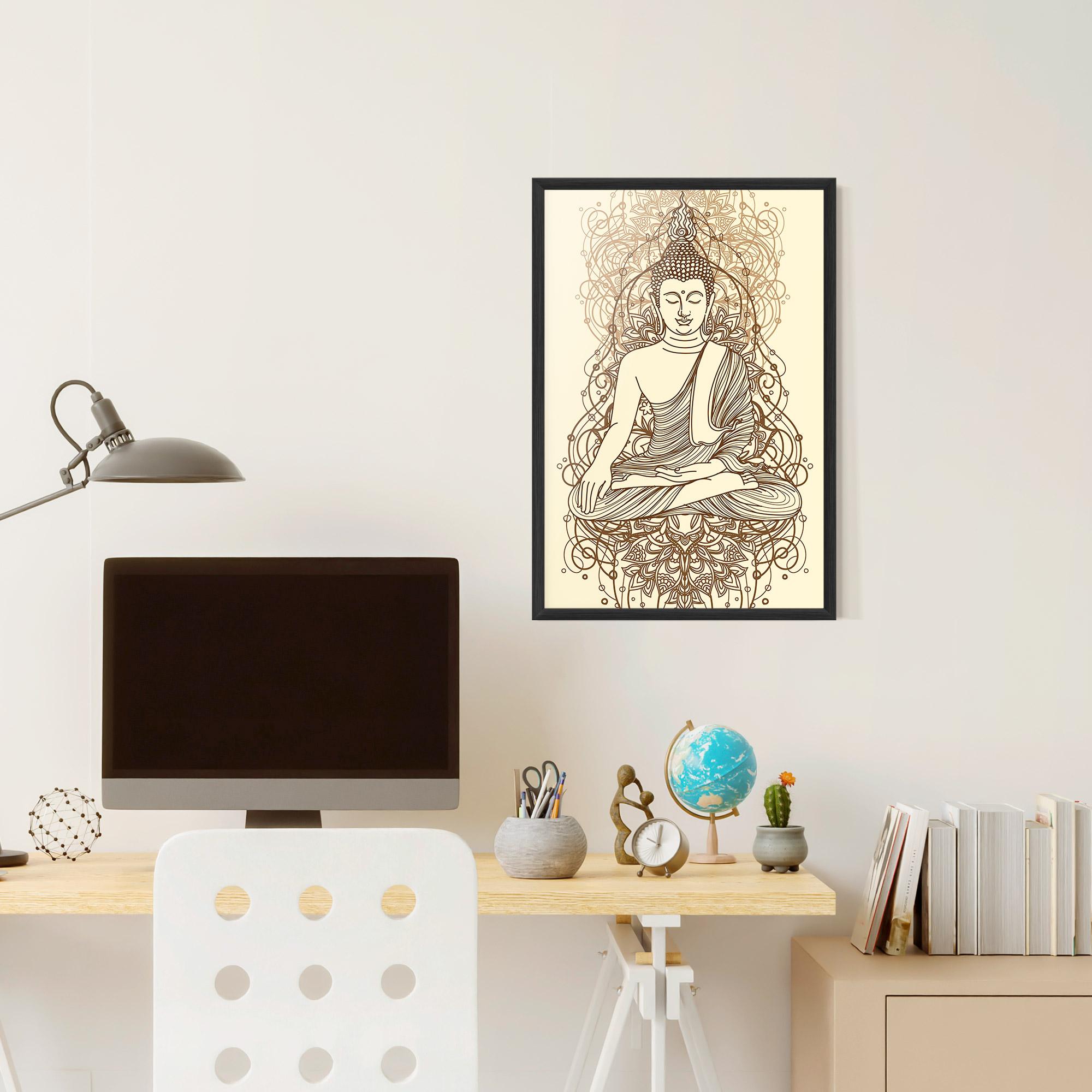 Poster Înrămat Brown Line Buddha mockup 6