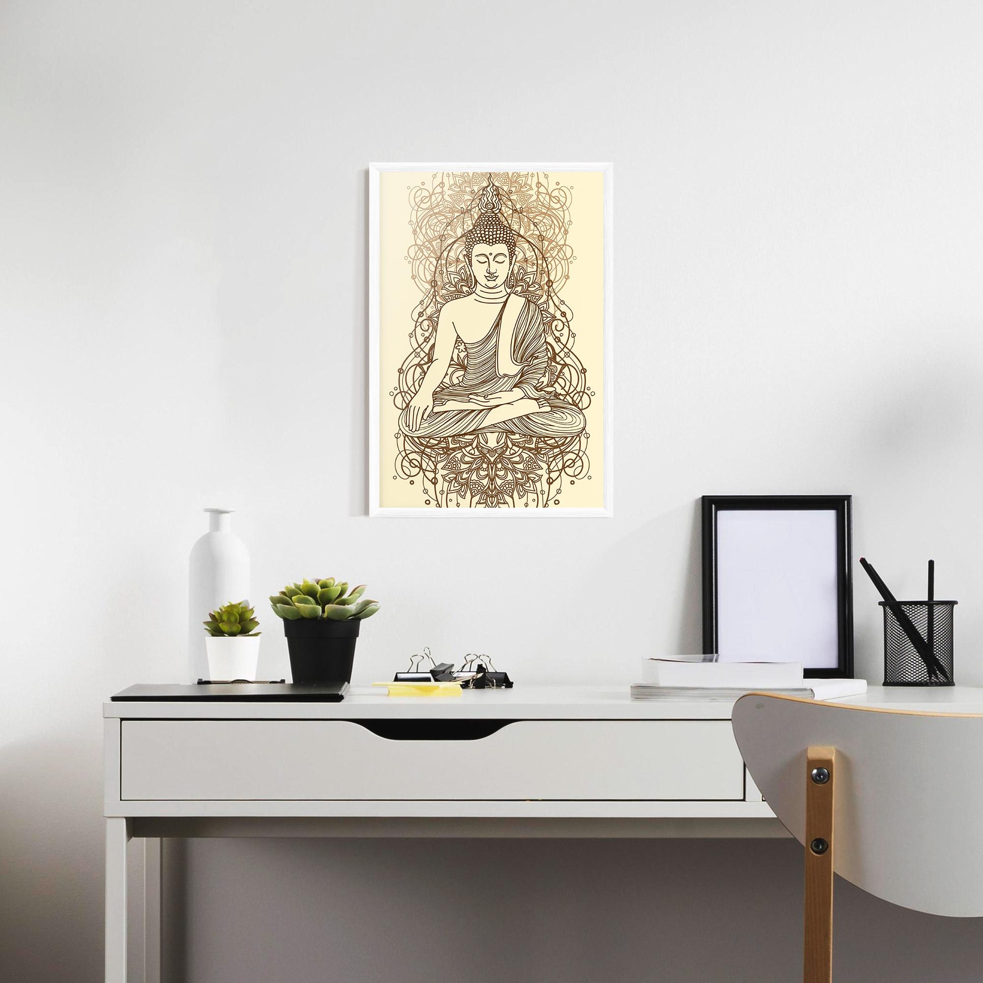 Poster Înrămat Brown Line Buddha mockup 7