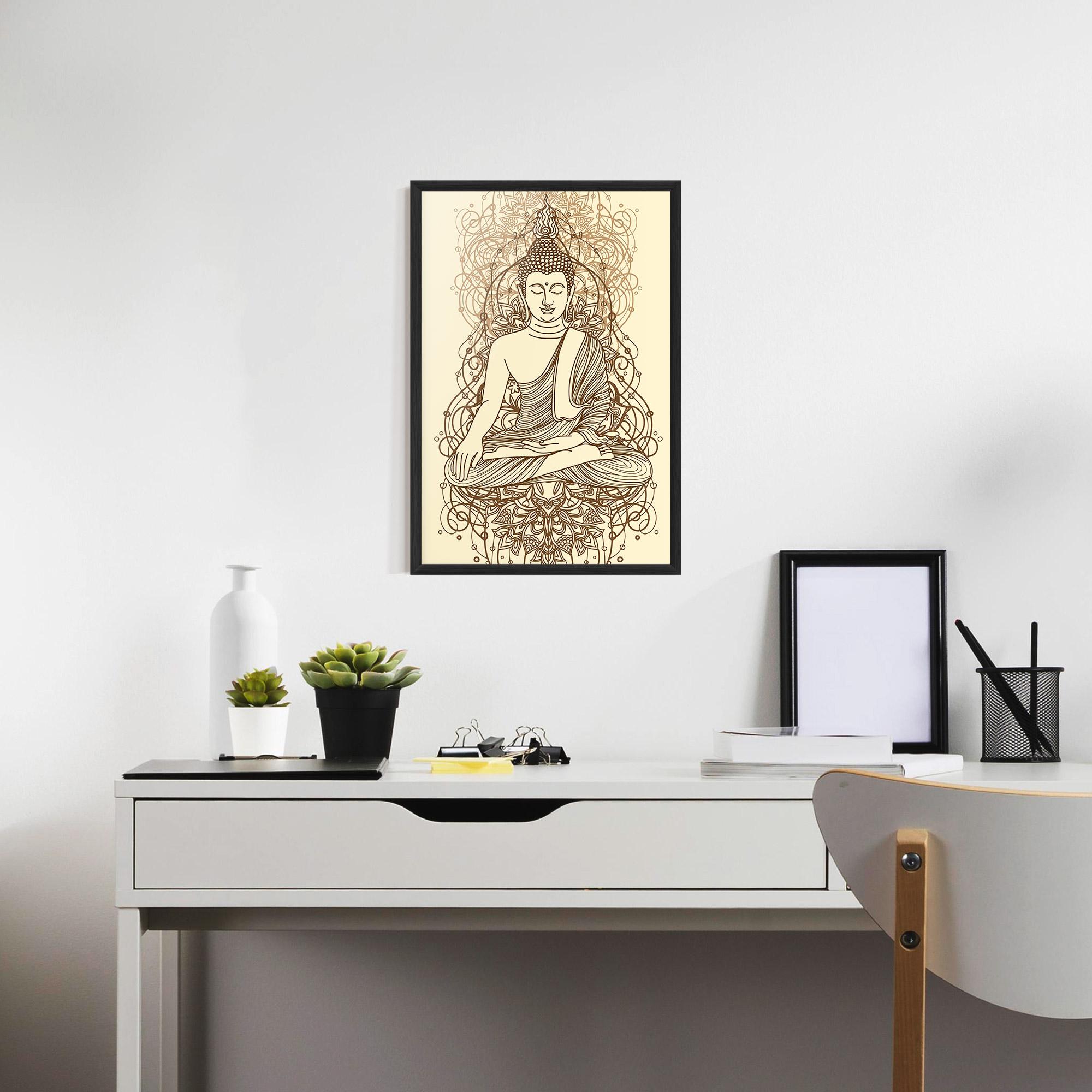 Poster Înrămat Brown Line Buddha mockup 7