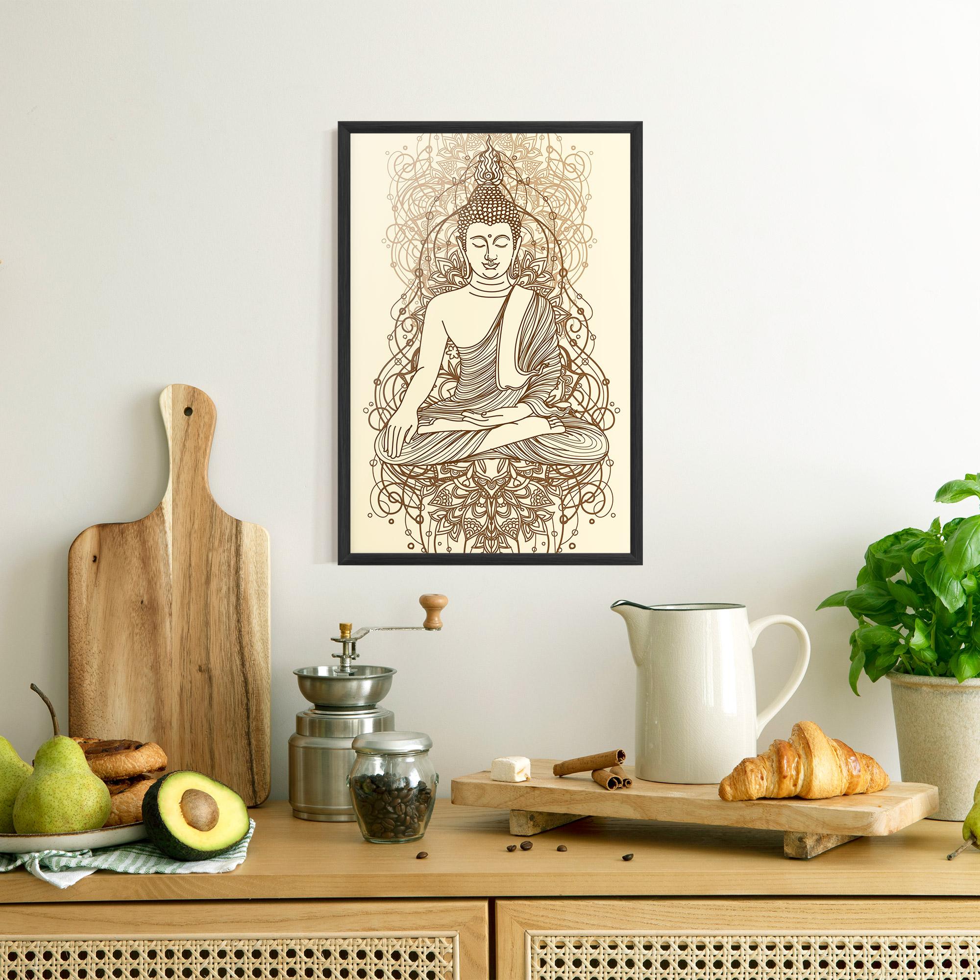 Poster Înrămat Brown Line Buddha mockup 8