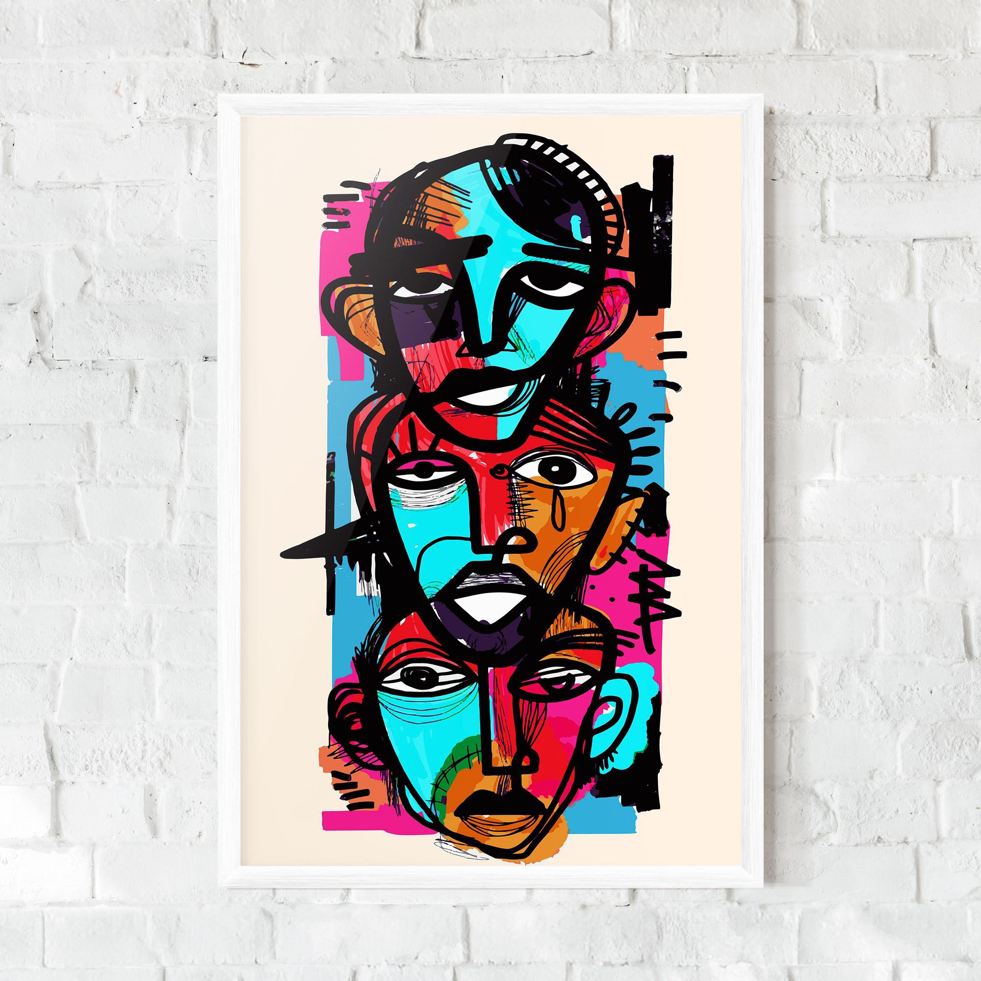 Poster Înrămat Blue Orange Faces mockup 0