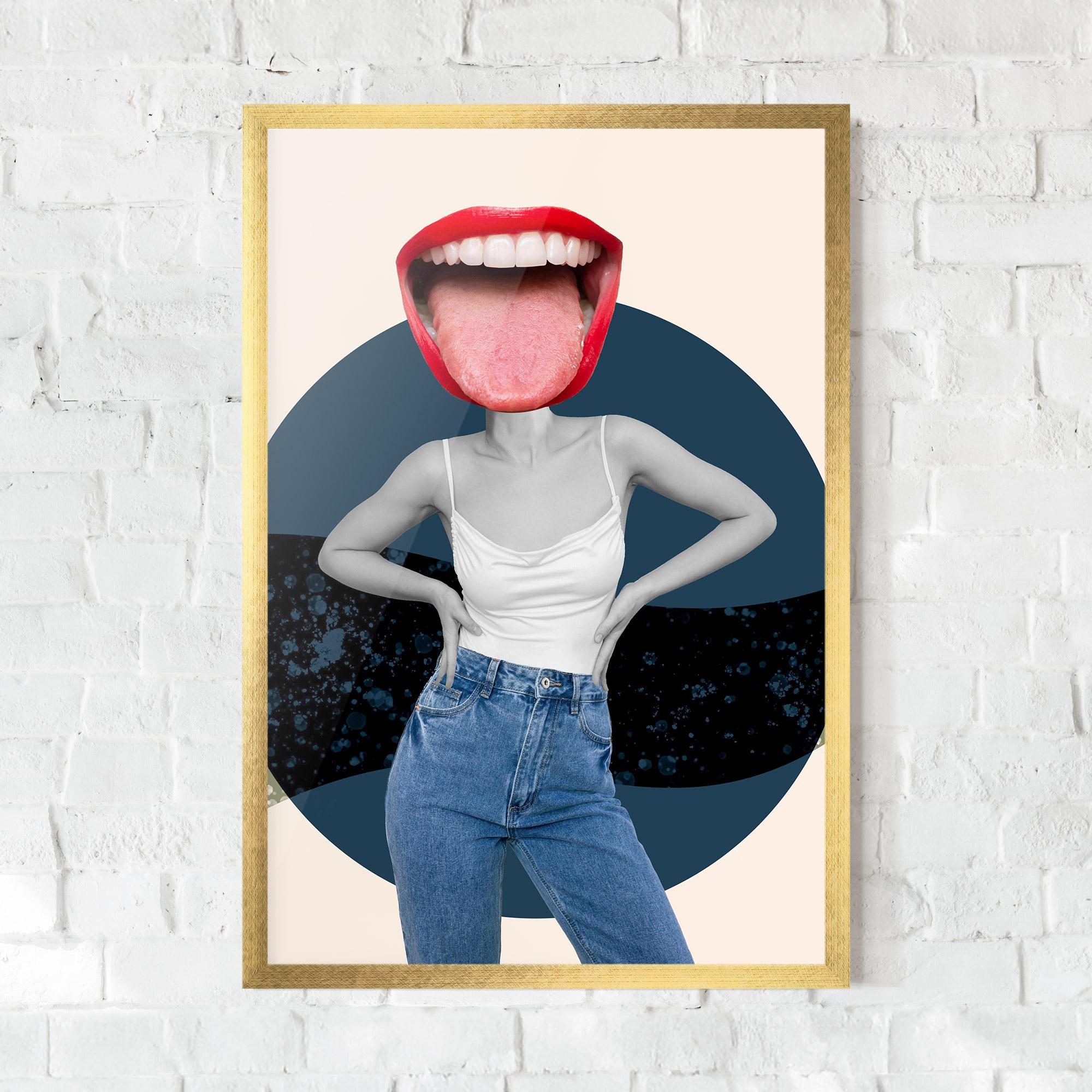 Poster Înrămat Blue Jeans Lips mockup 0