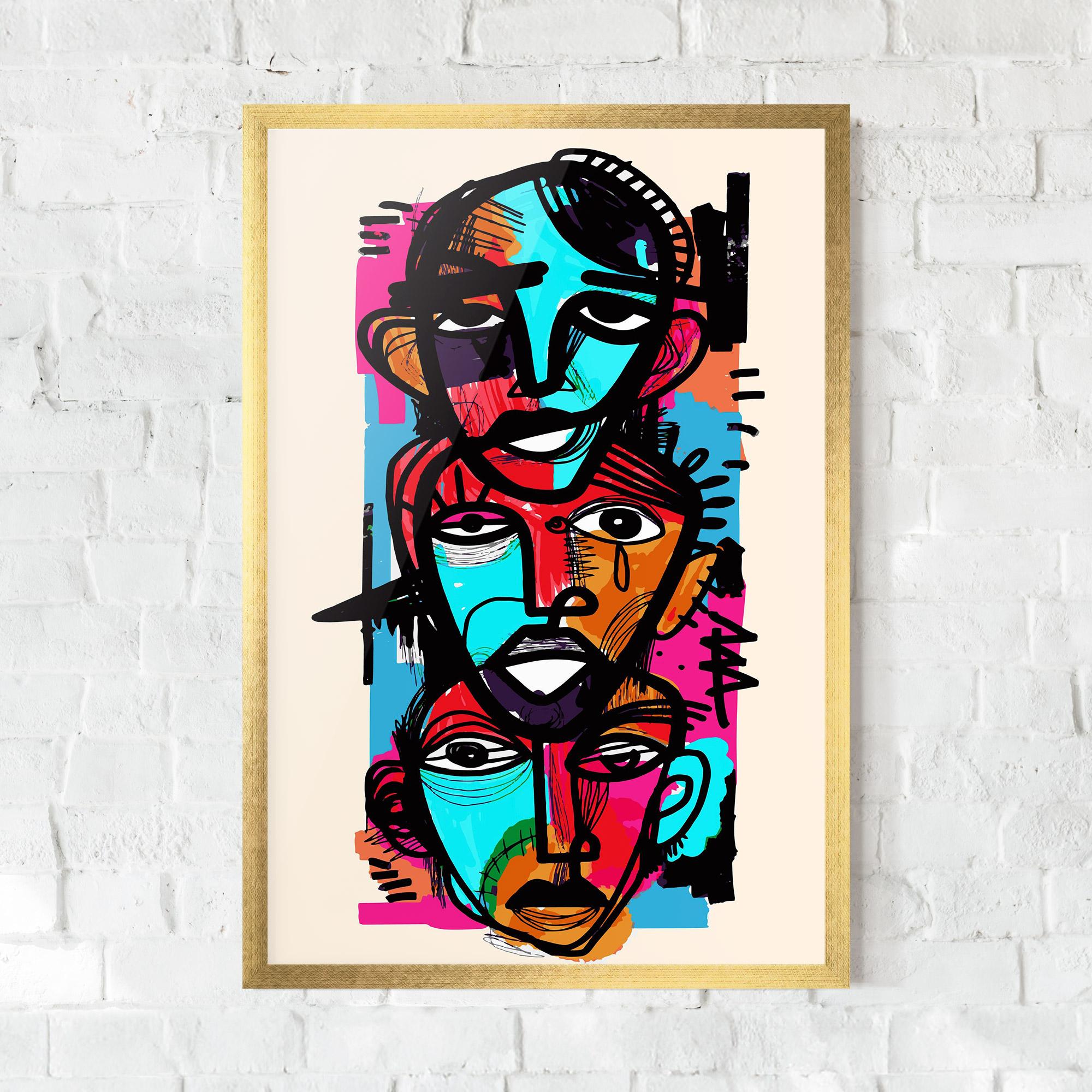 Poster Înrămat Blue Orange Faces mockup 0