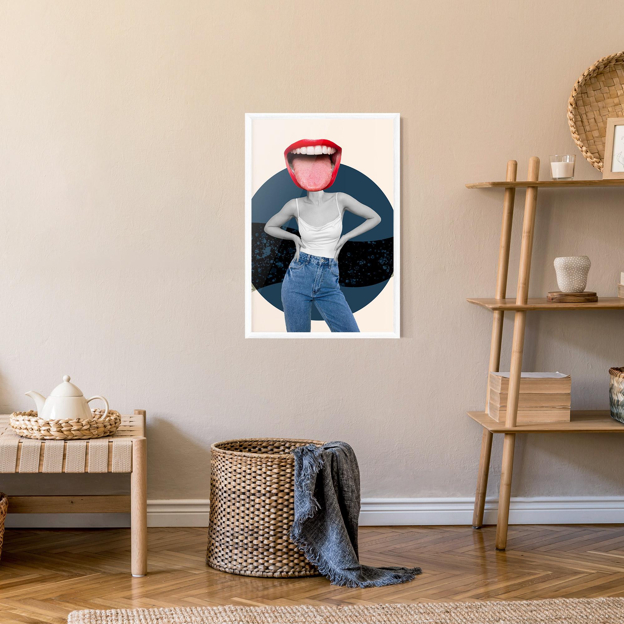 Poster Înrămat Blue Jeans Lips mockup 9