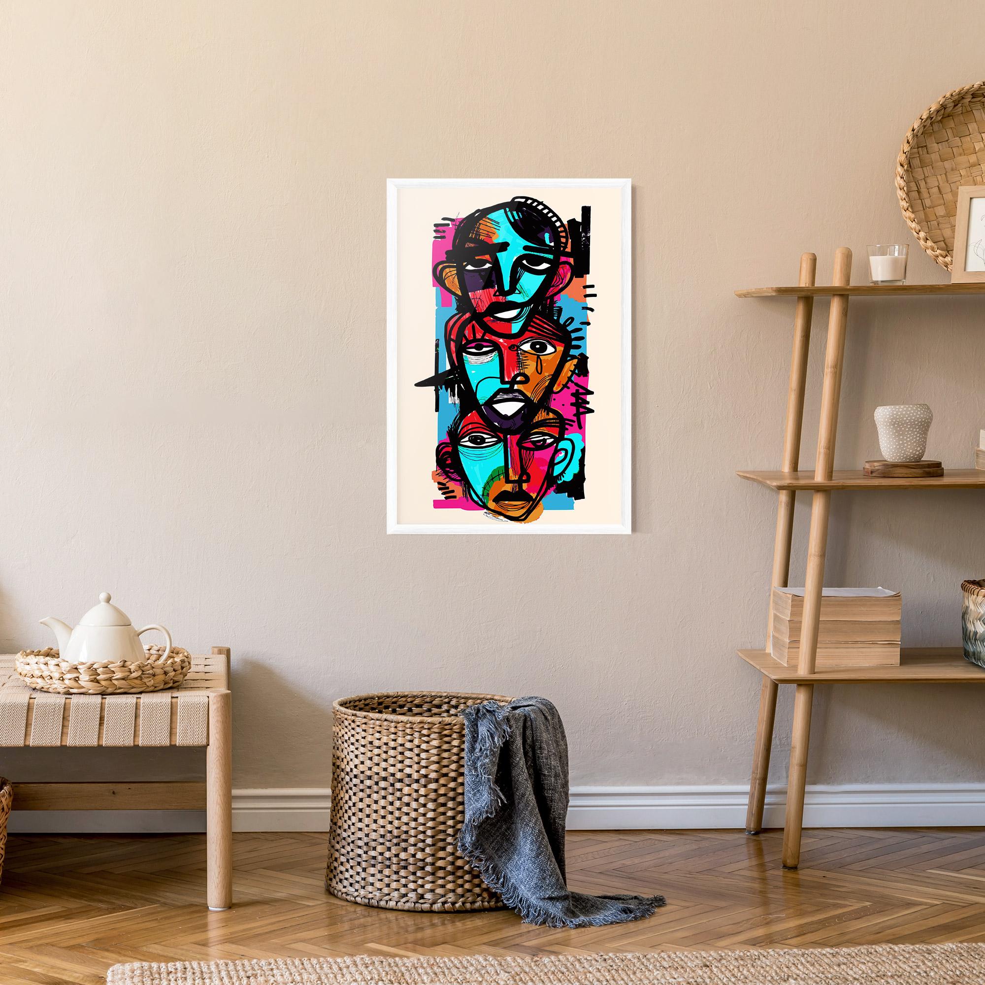 Poster Înrămat Blue Orange Faces mockup 9