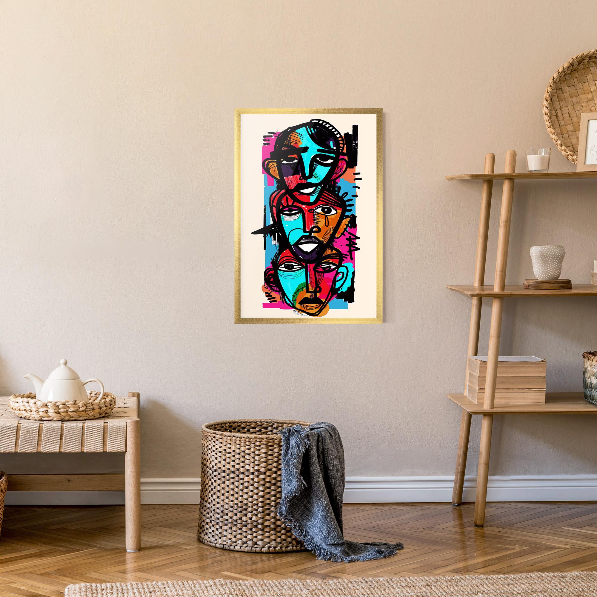 Poster Înrămat Blue Orange Faces mockup 9