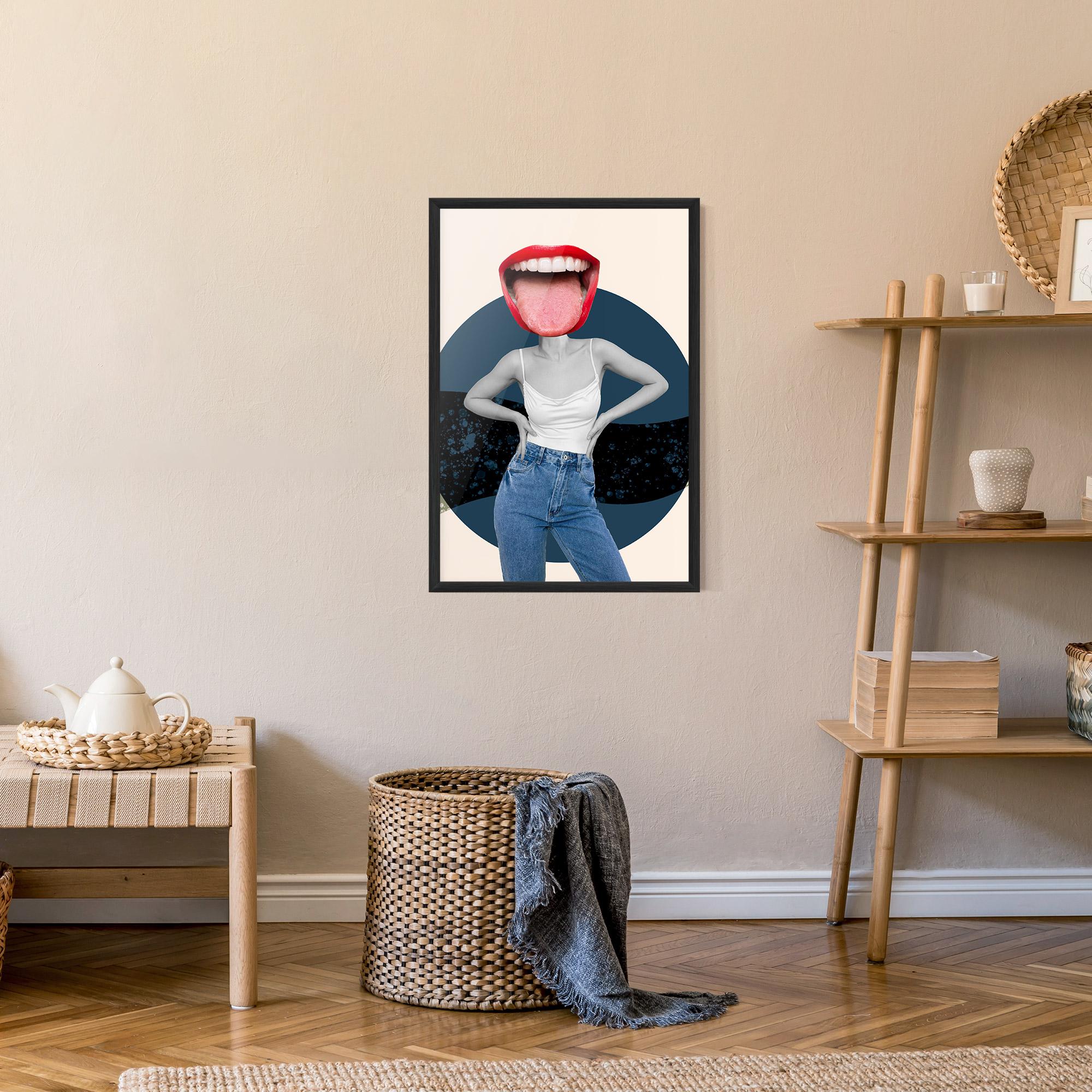 Poster Înrămat Blue Jeans Lips mockup 9