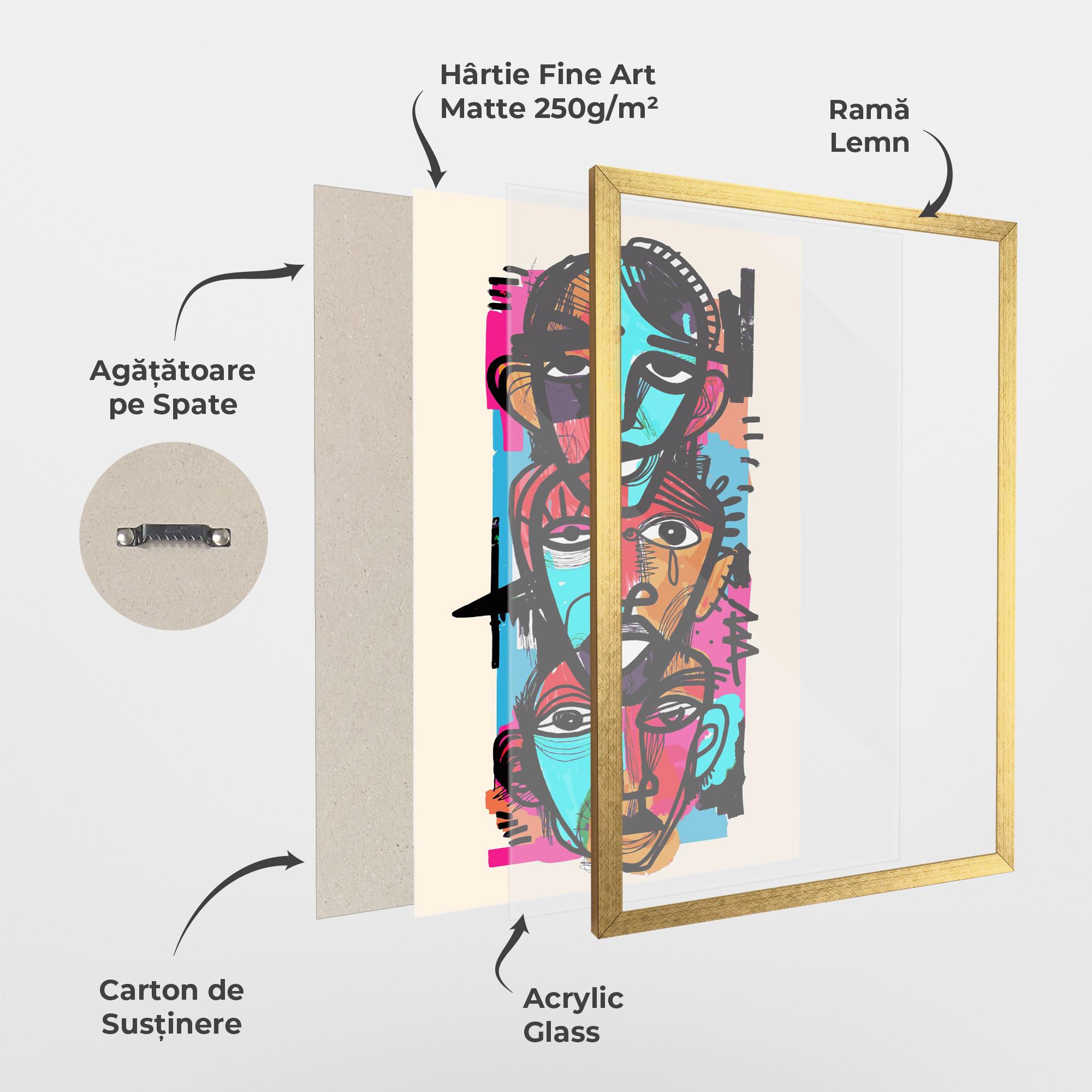 Poster Înrămat Blue Orange Faces mockup 1