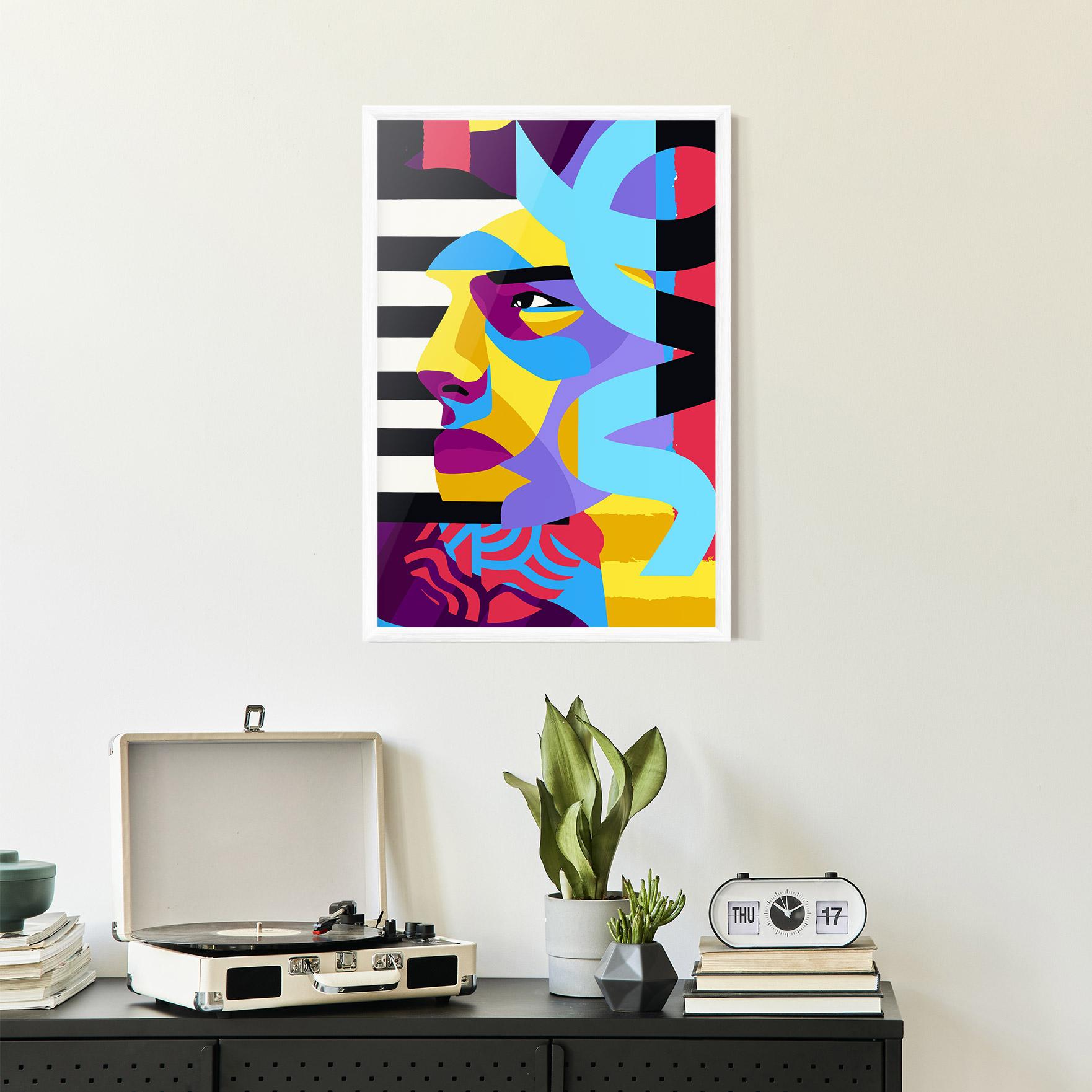 Poster Înrămat Abstract Male Face mockup 2