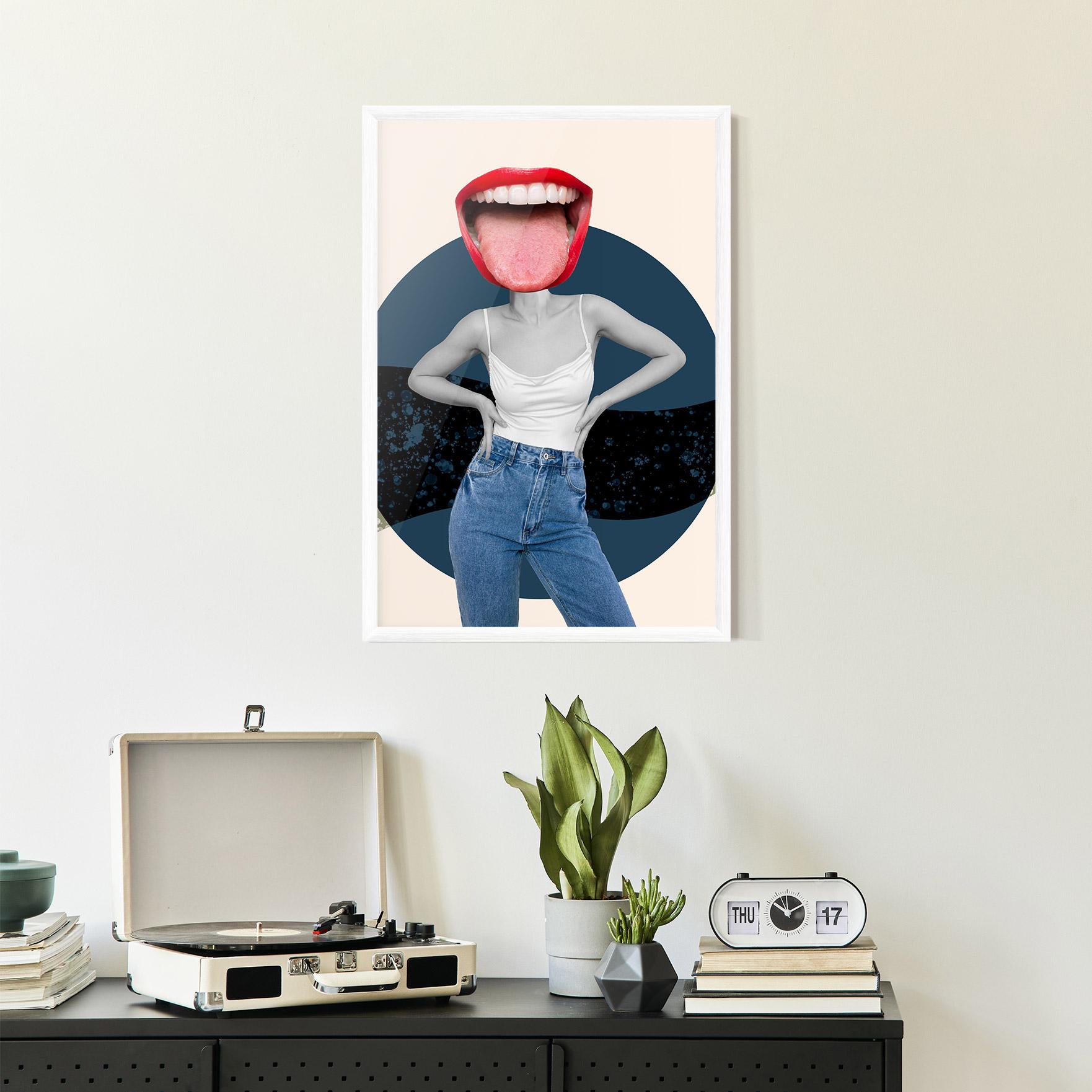 Poster Înrămat Blue Jeans Lips mockup 2