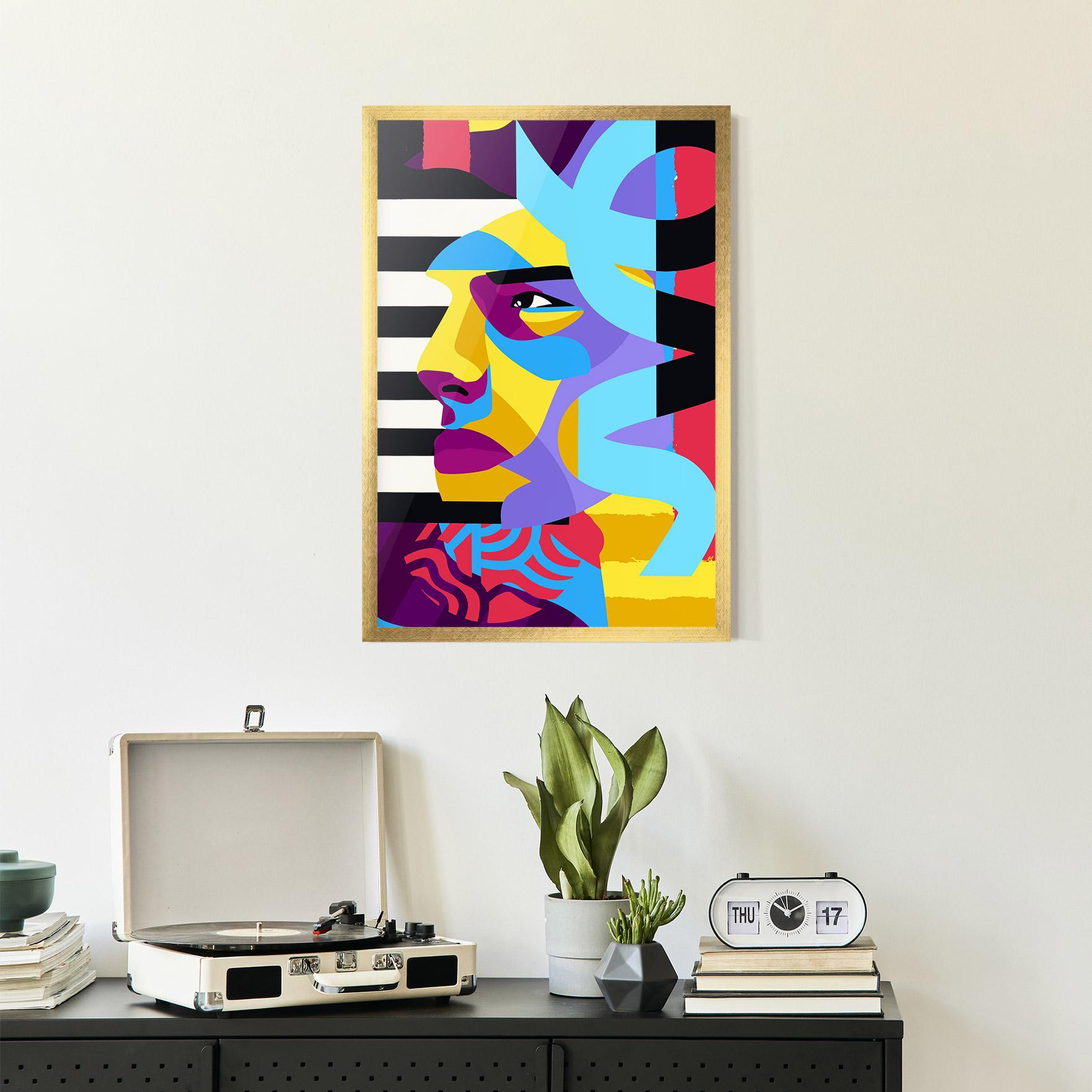 Poster Înrămat Abstract Male Face mockup 2