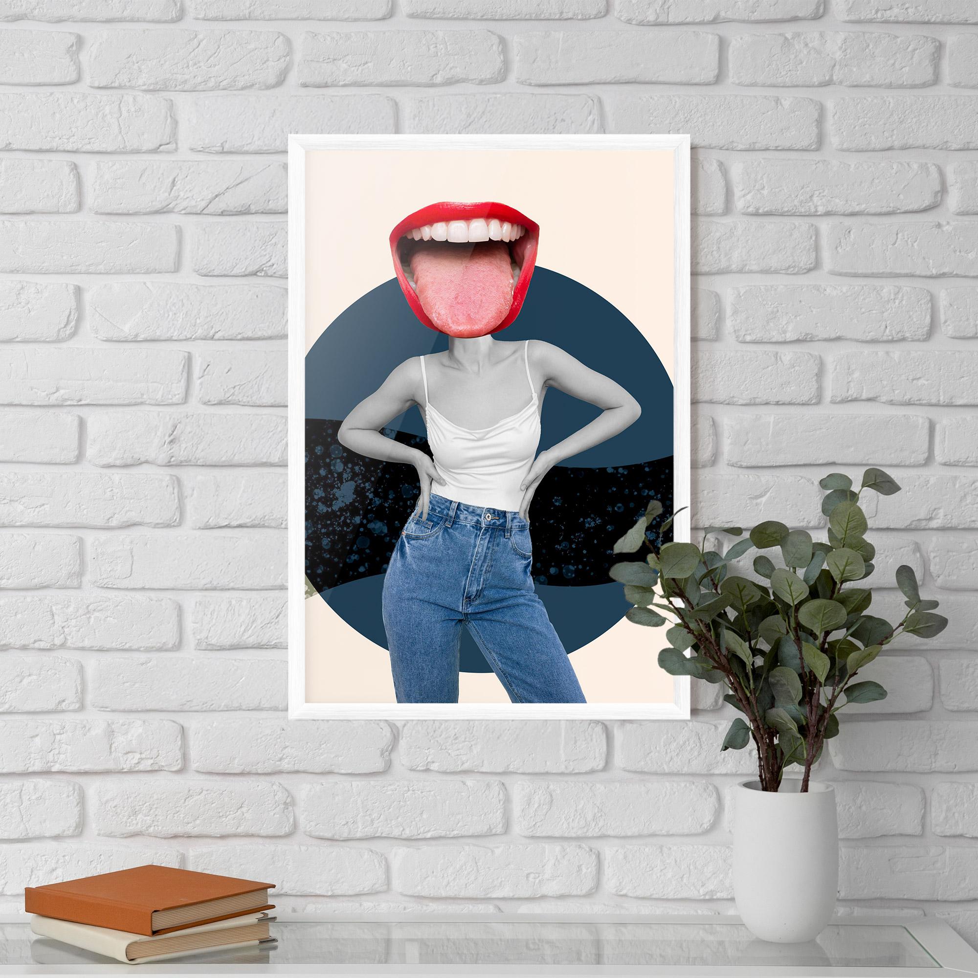 Poster Înrămat Blue Jeans Lips mockup 5