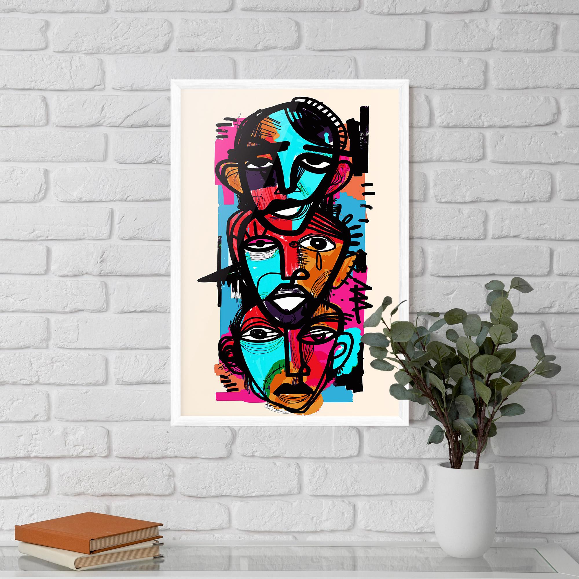 Poster Înrămat Blue Orange Faces mockup 5