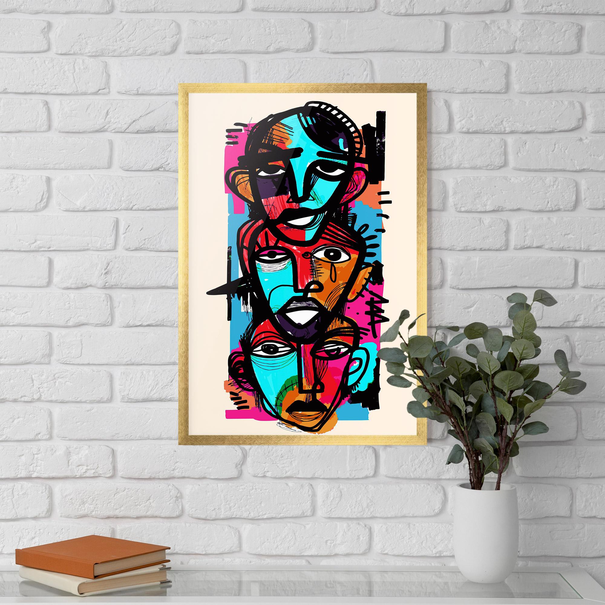 Poster Înrămat Blue Orange Faces mockup 5