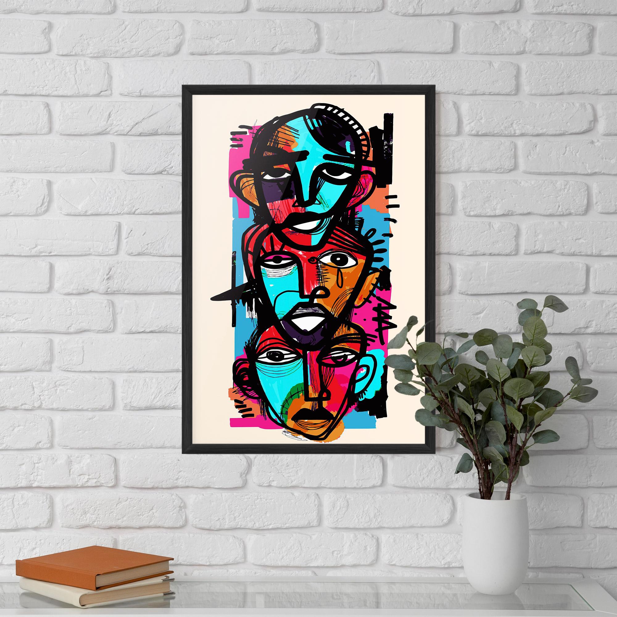 Poster Înrămat Blue Orange Faces mockup 5