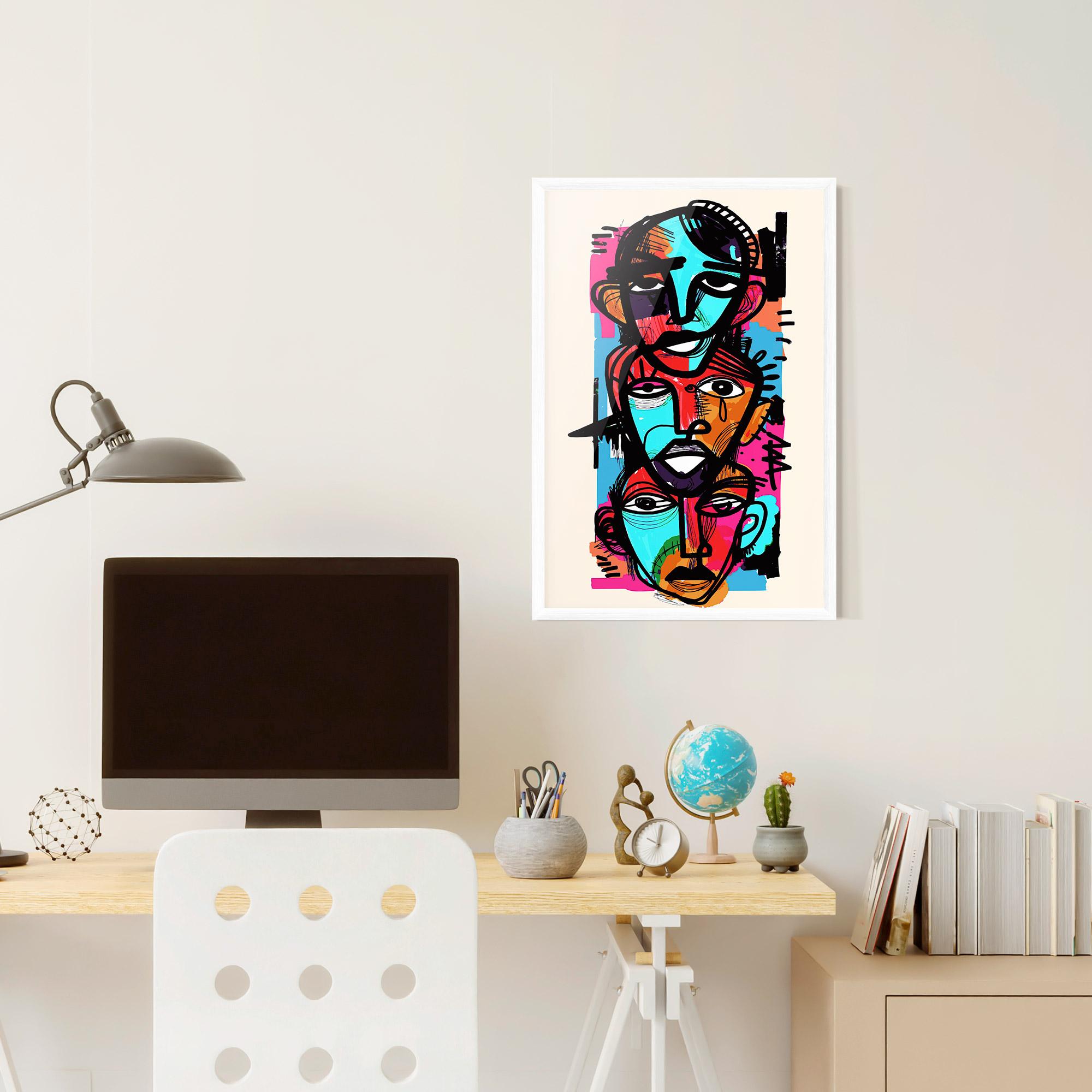 Poster Înrămat Blue Orange Faces mockup 6