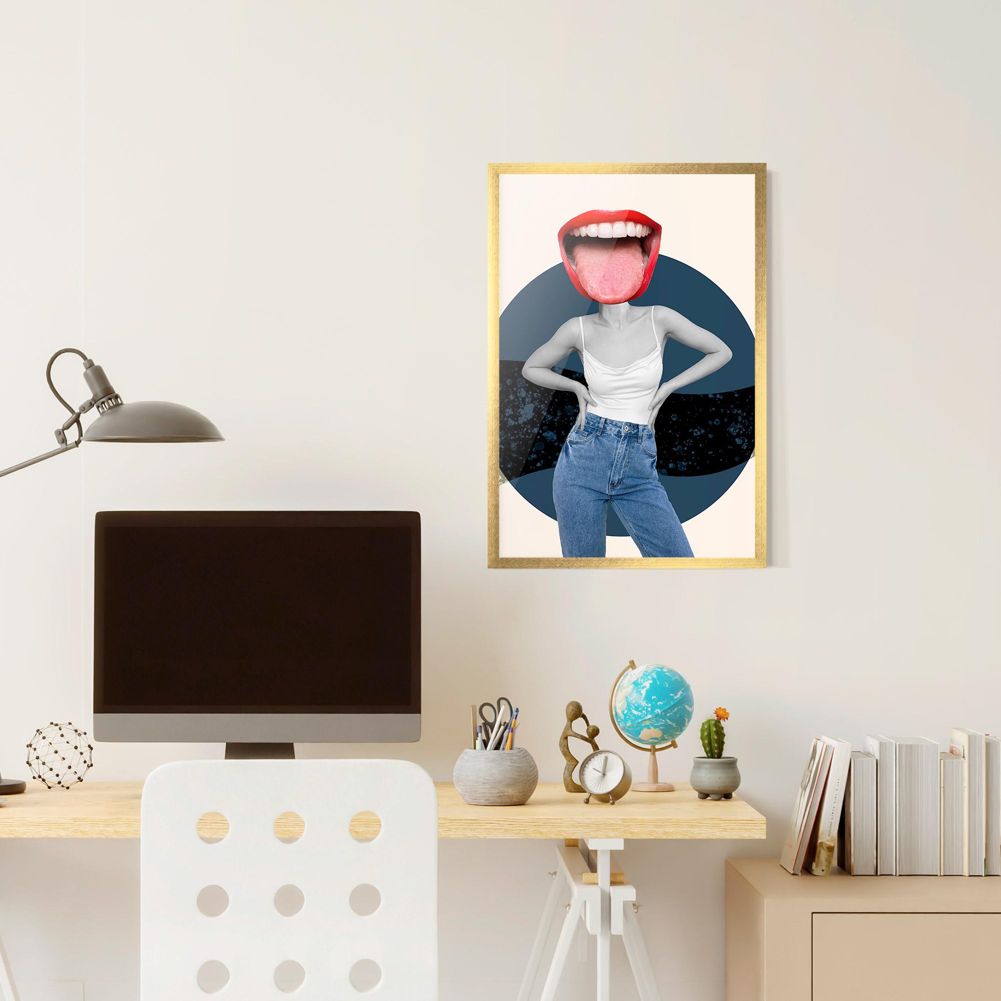 Poster Înrămat Blue Jeans Lips mockup 6