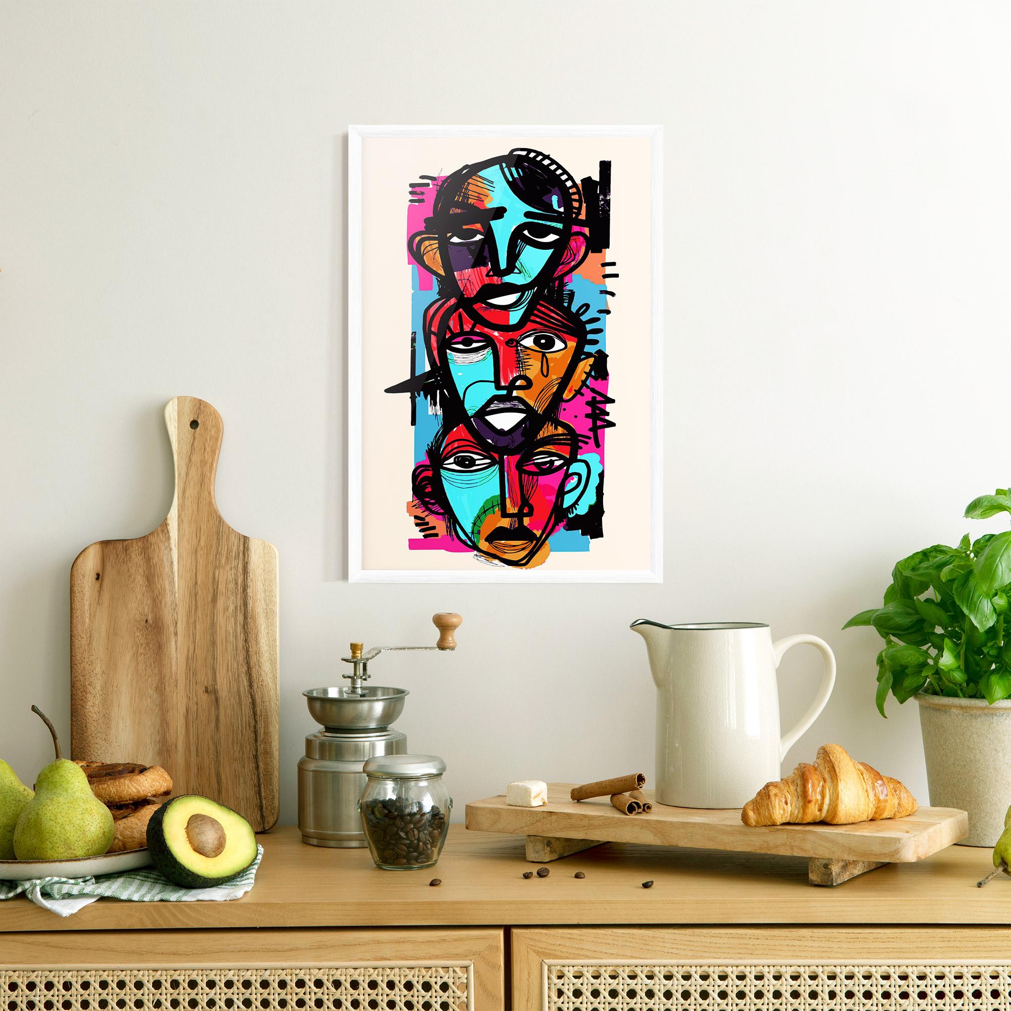 Poster Înrămat Blue Orange Faces mockup 8