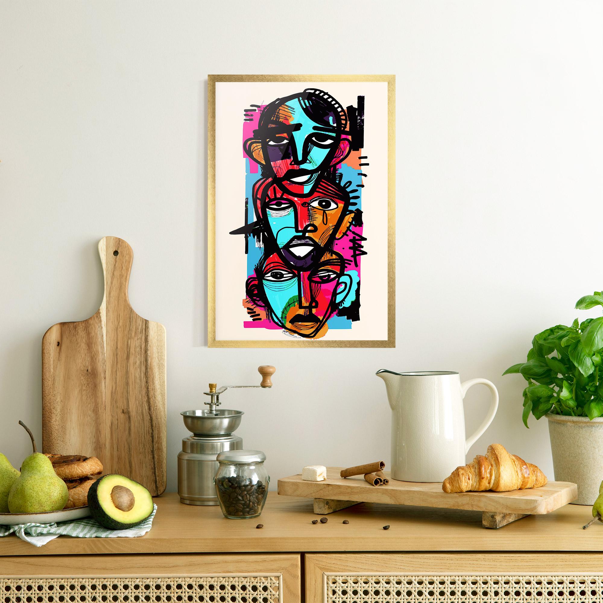 Poster Înrămat Blue Orange Faces mockup 8