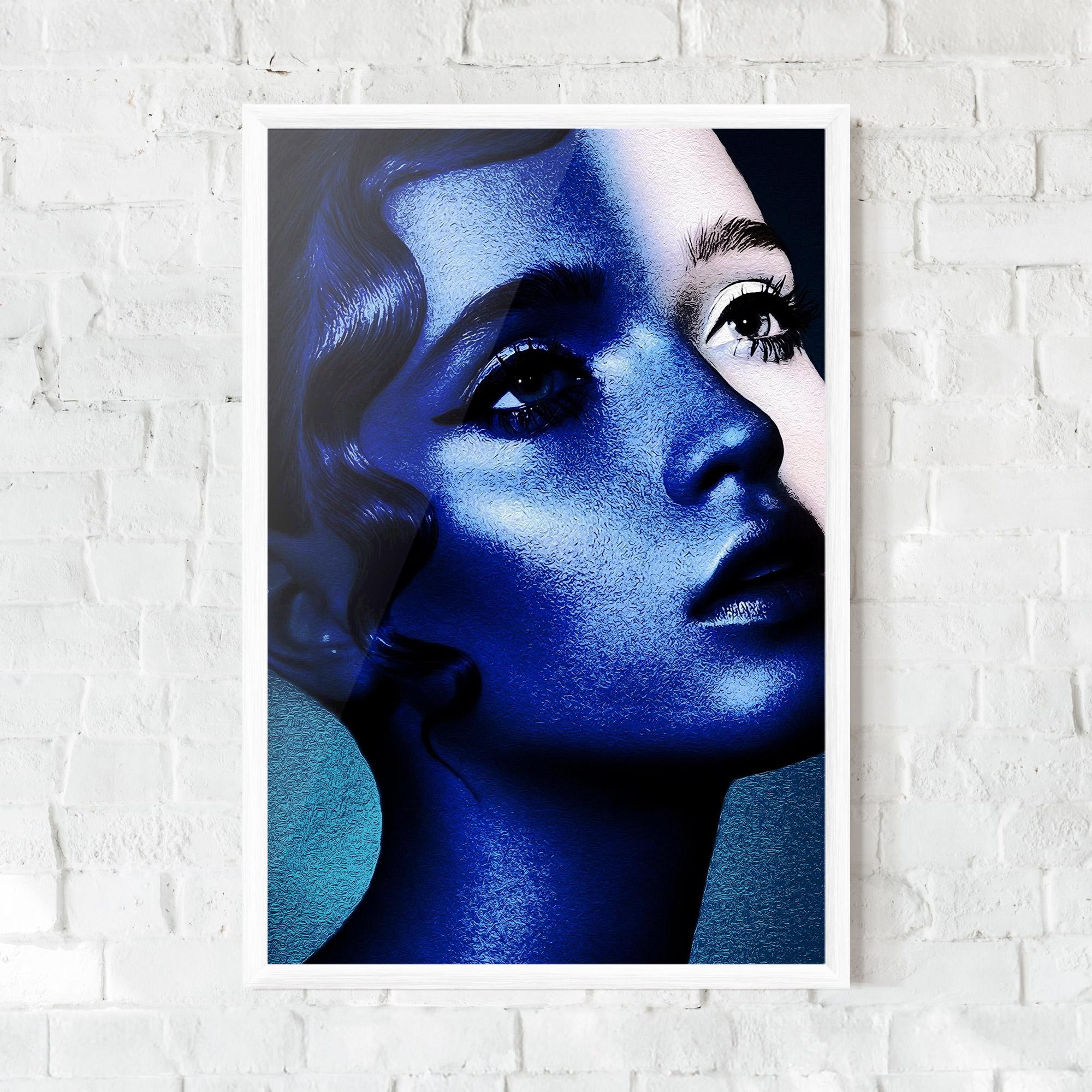 Poster Înrămat Blue White Face Art mockup 0