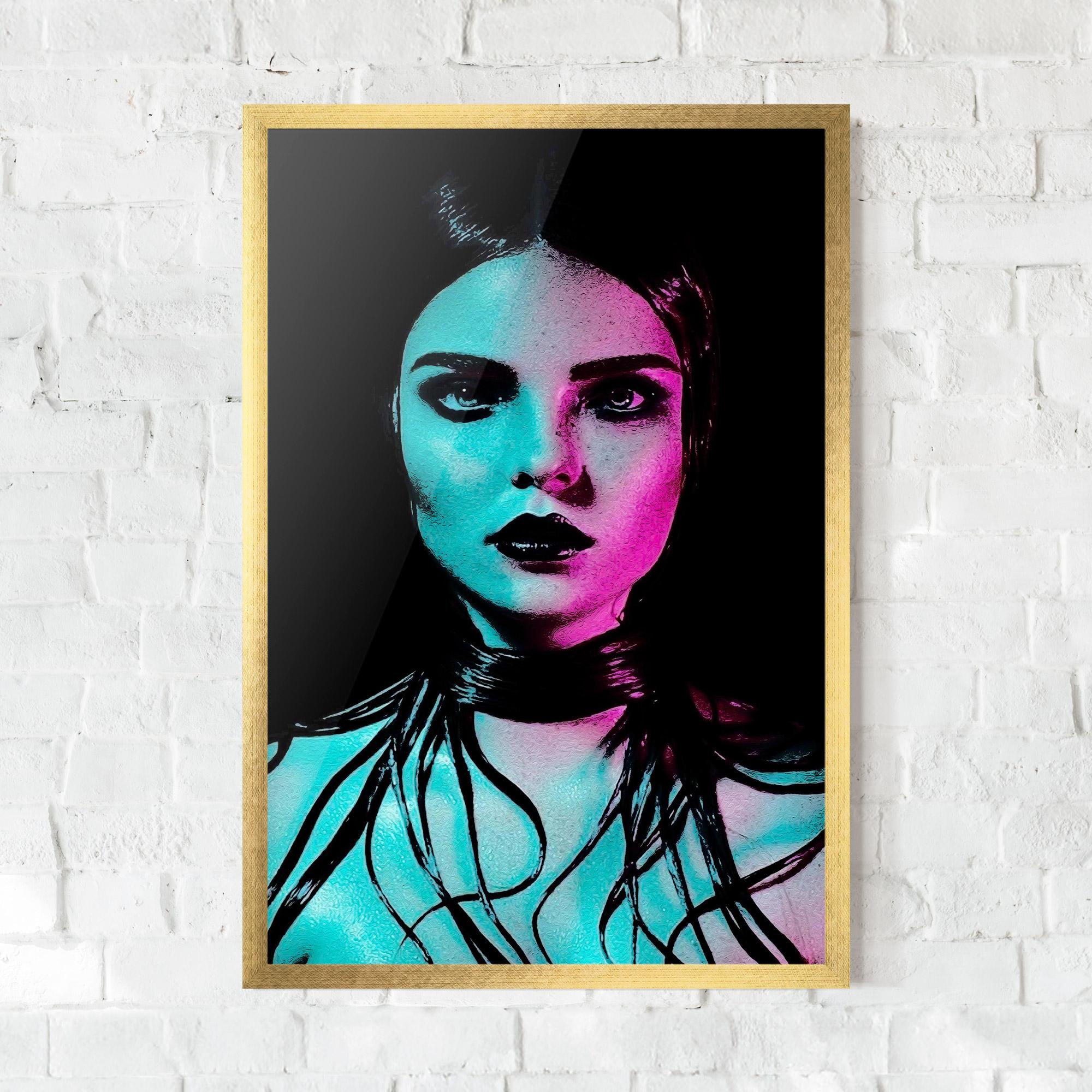 Poster Înrămat Pink Blue Light Girl mockup 0