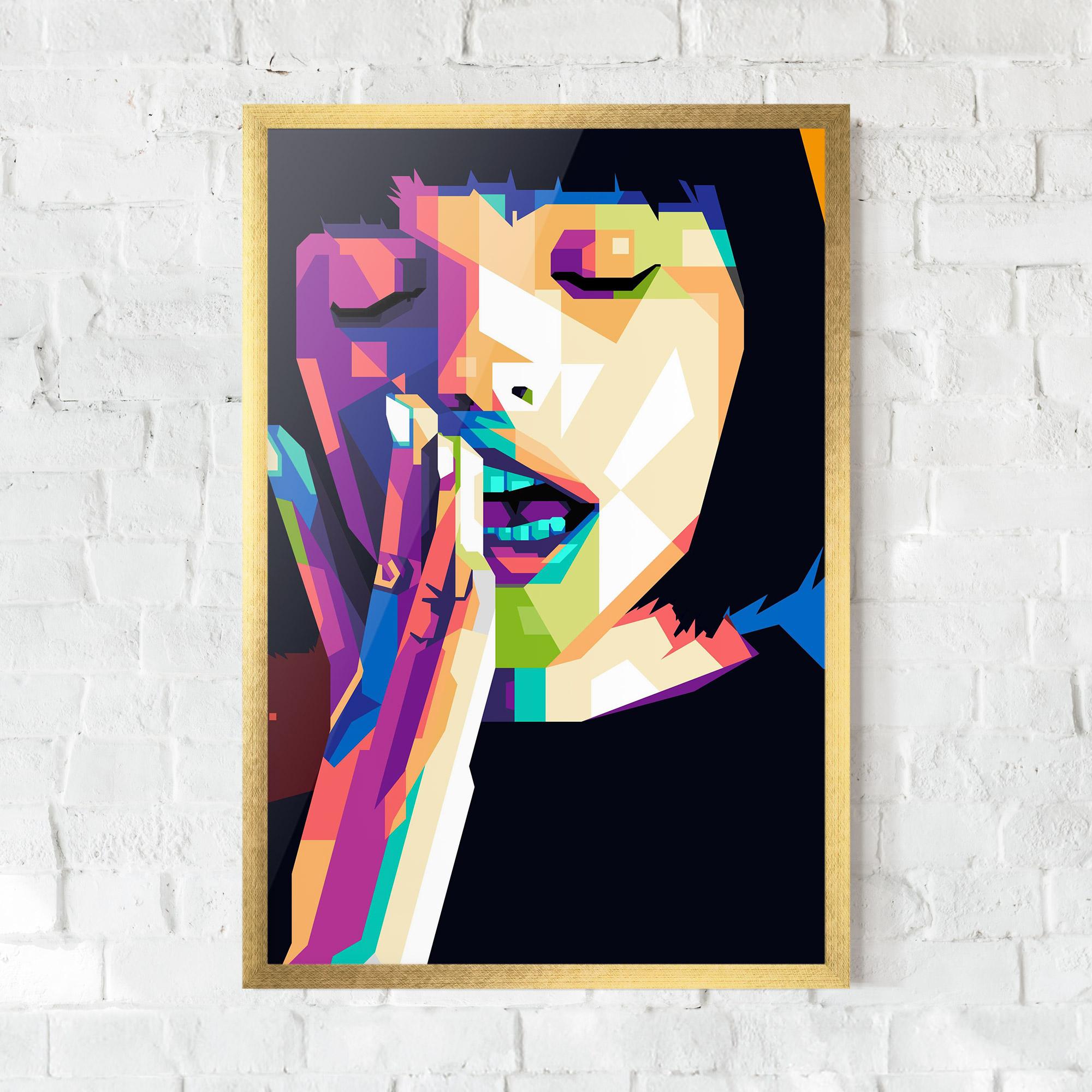 Poster Înrămat Polygonal Pretty Girl mockup 0