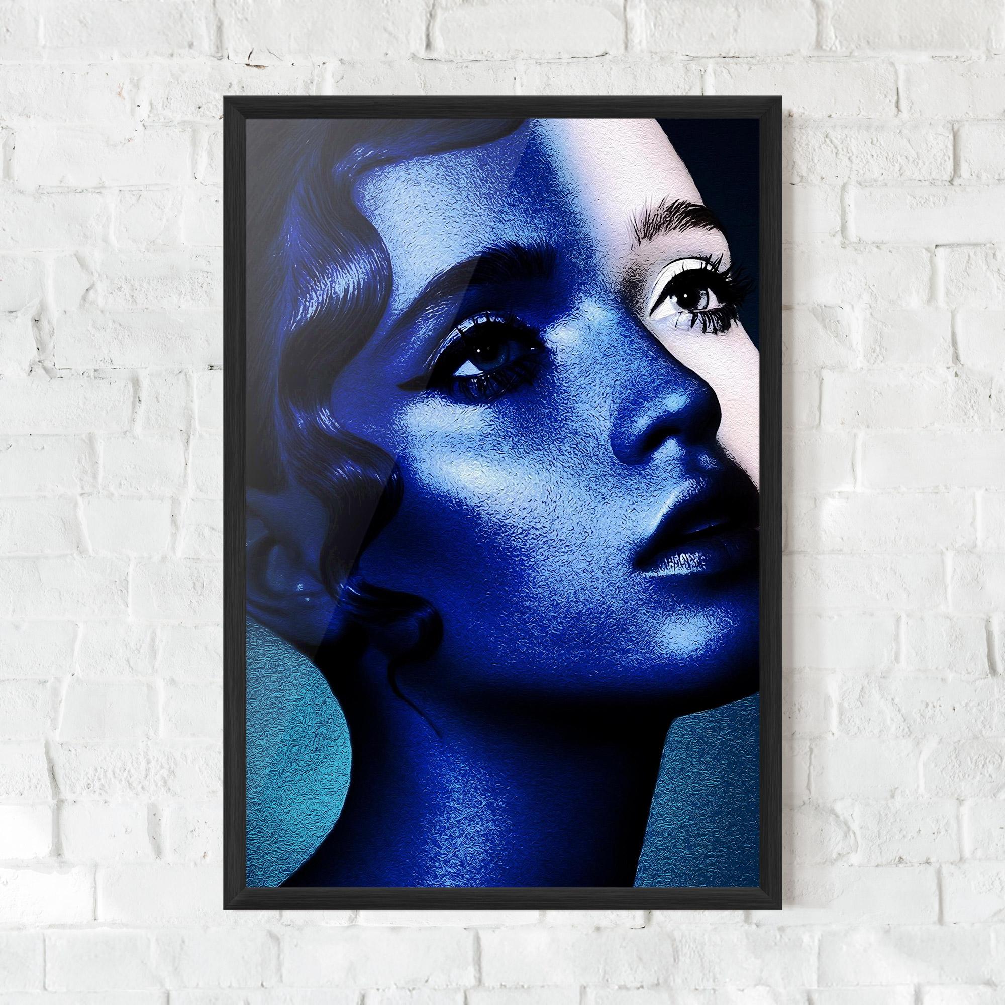Poster Înrămat Blue White Face Art mockup 0