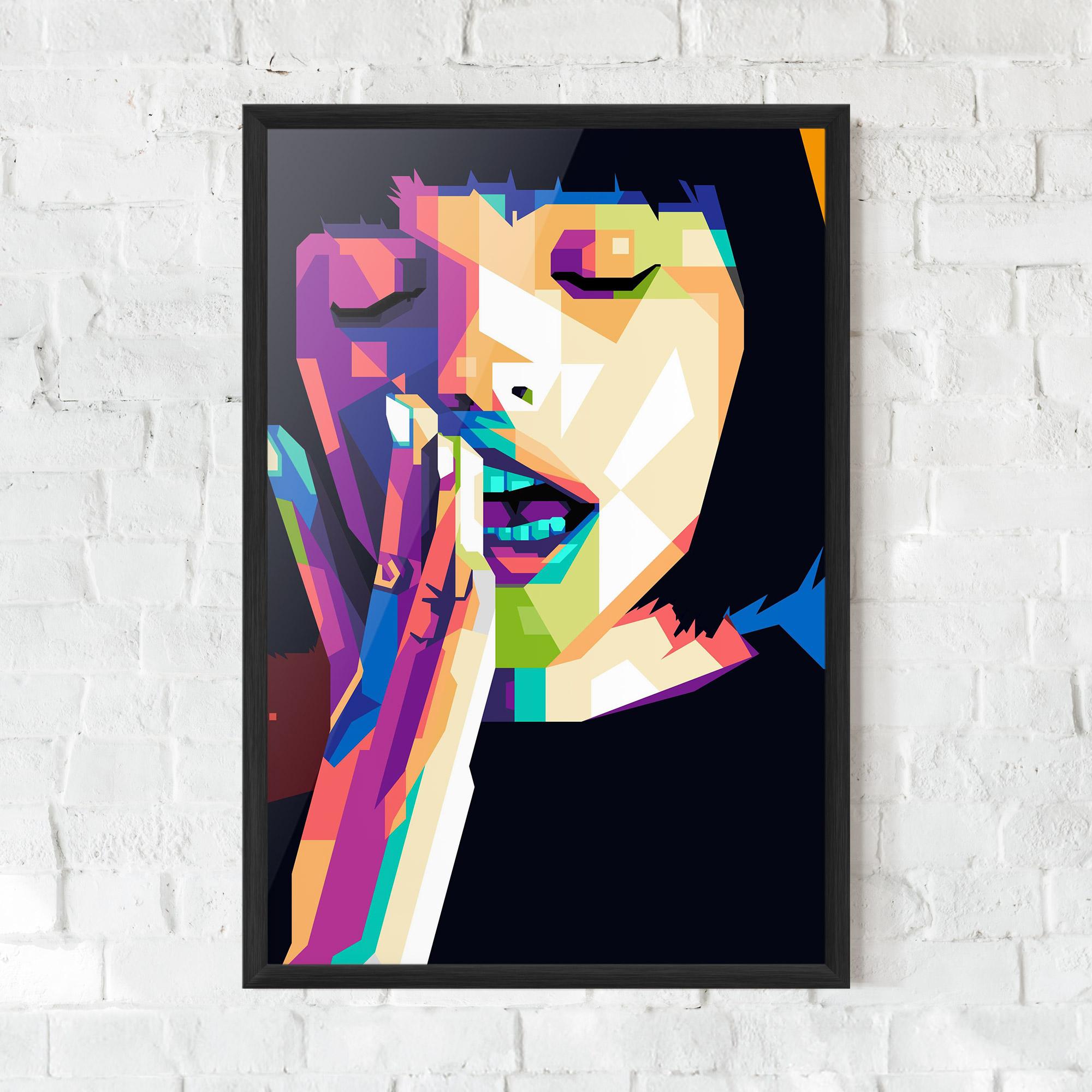 Poster Înrămat Polygonal Pretty Girl mockup 0