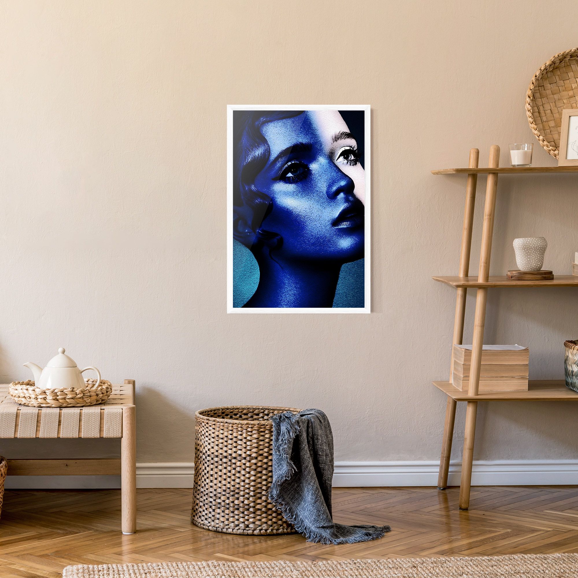 Blue White Face Art mockup 9