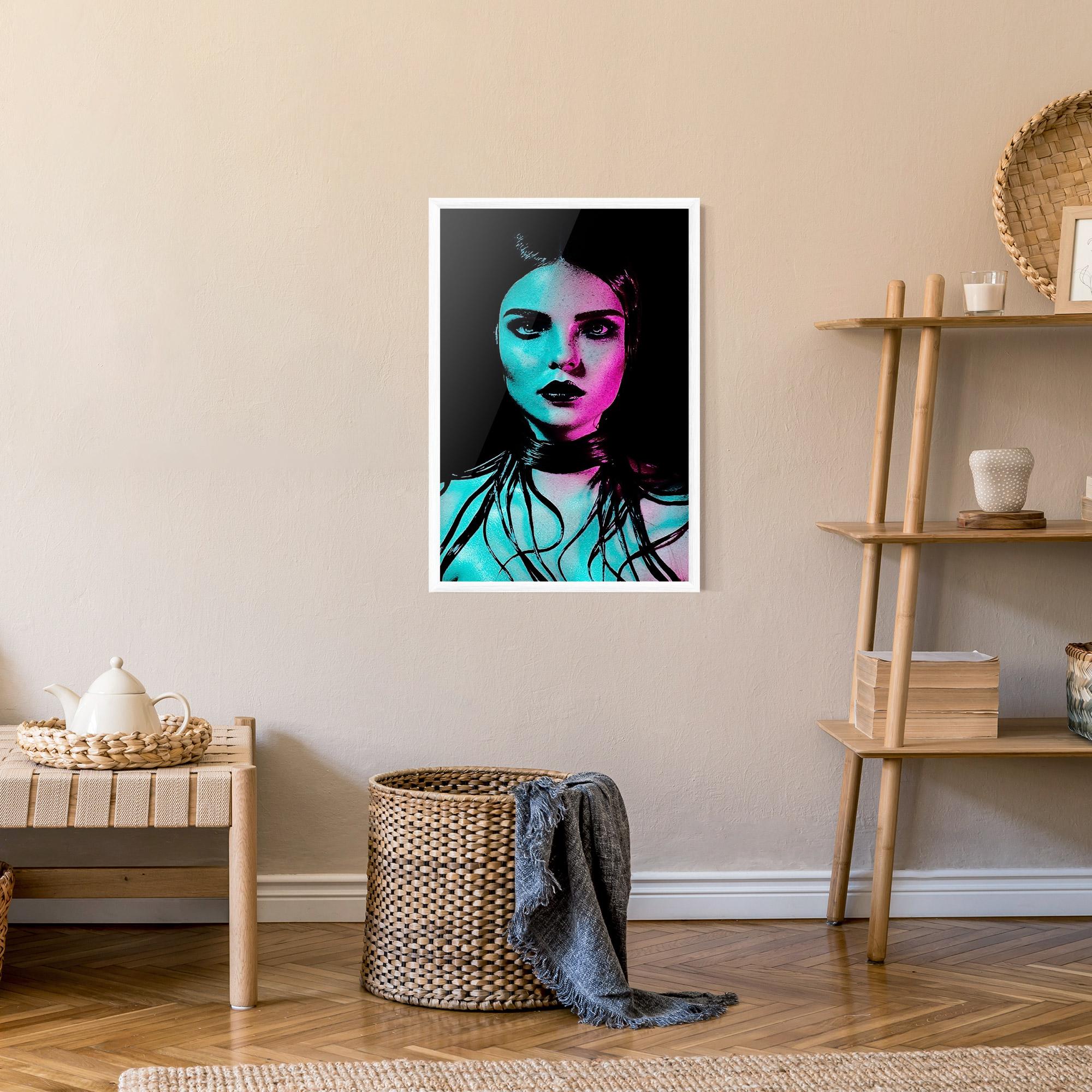 Poster Înrămat Pink Blue Light Girl mockup 9
