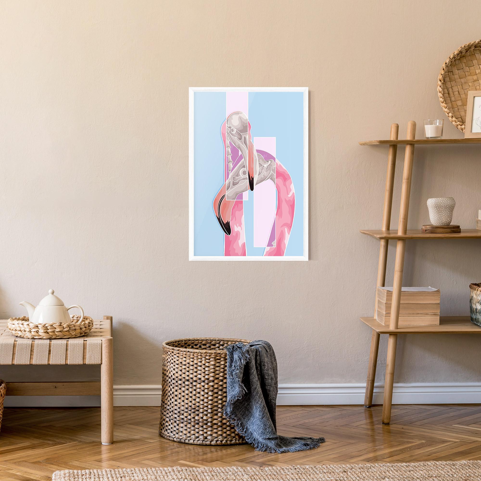 Poster Înrămat Pink Skull Flamingo mockup 9