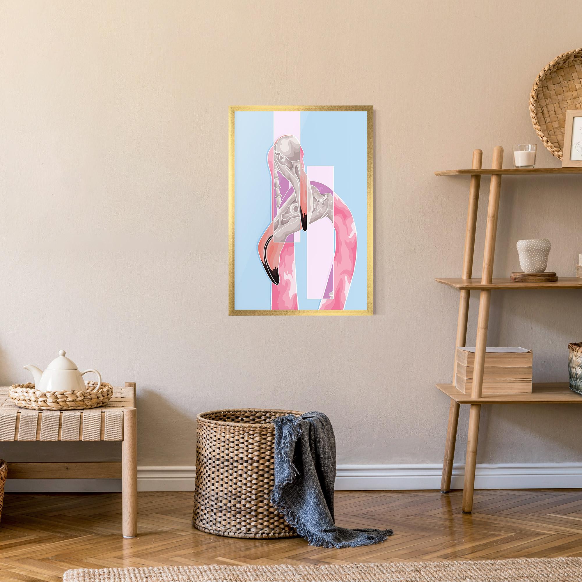 Poster Înrămat Pink Skull Flamingo mockup 9