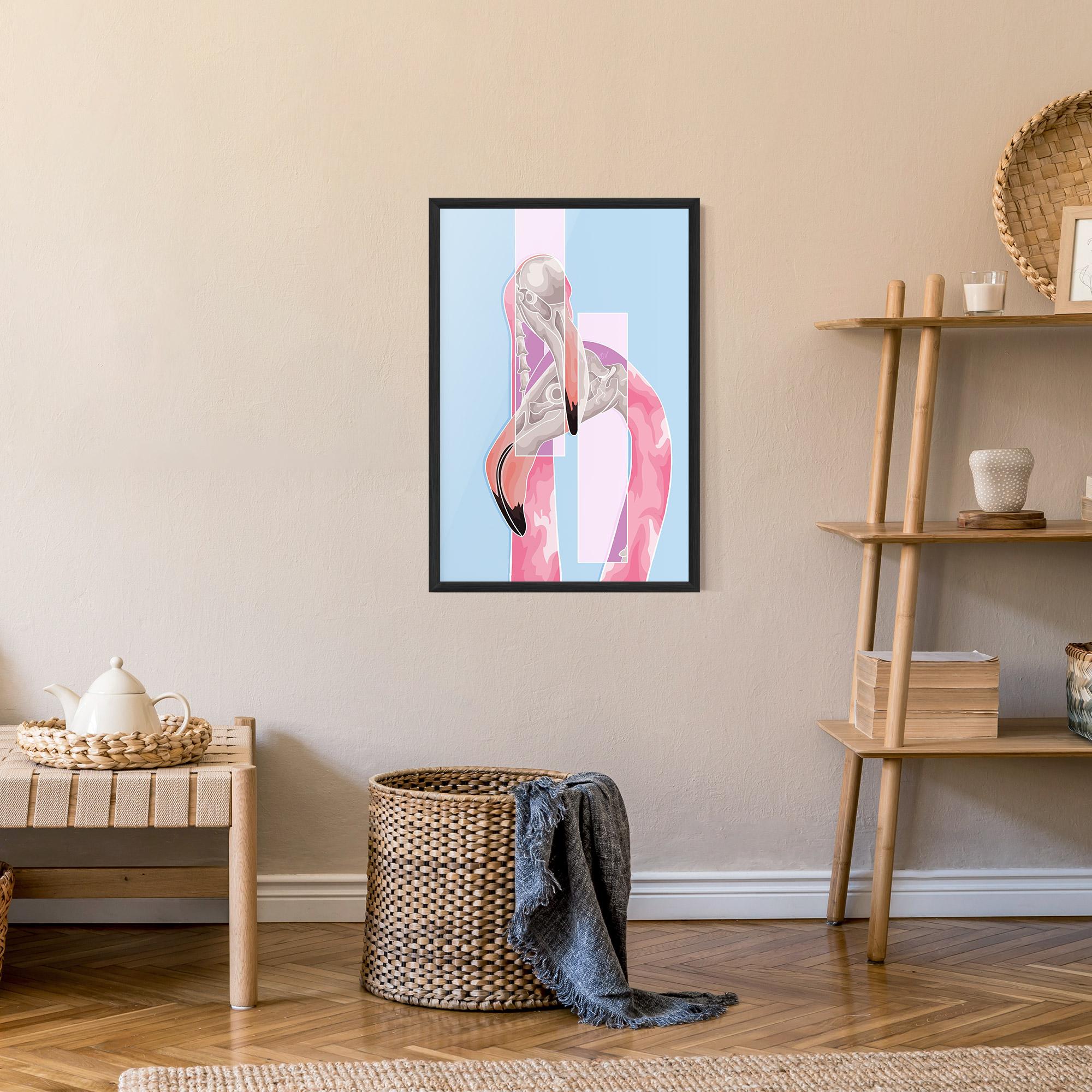 Poster Înrămat Pink Skull Flamingo mockup 9