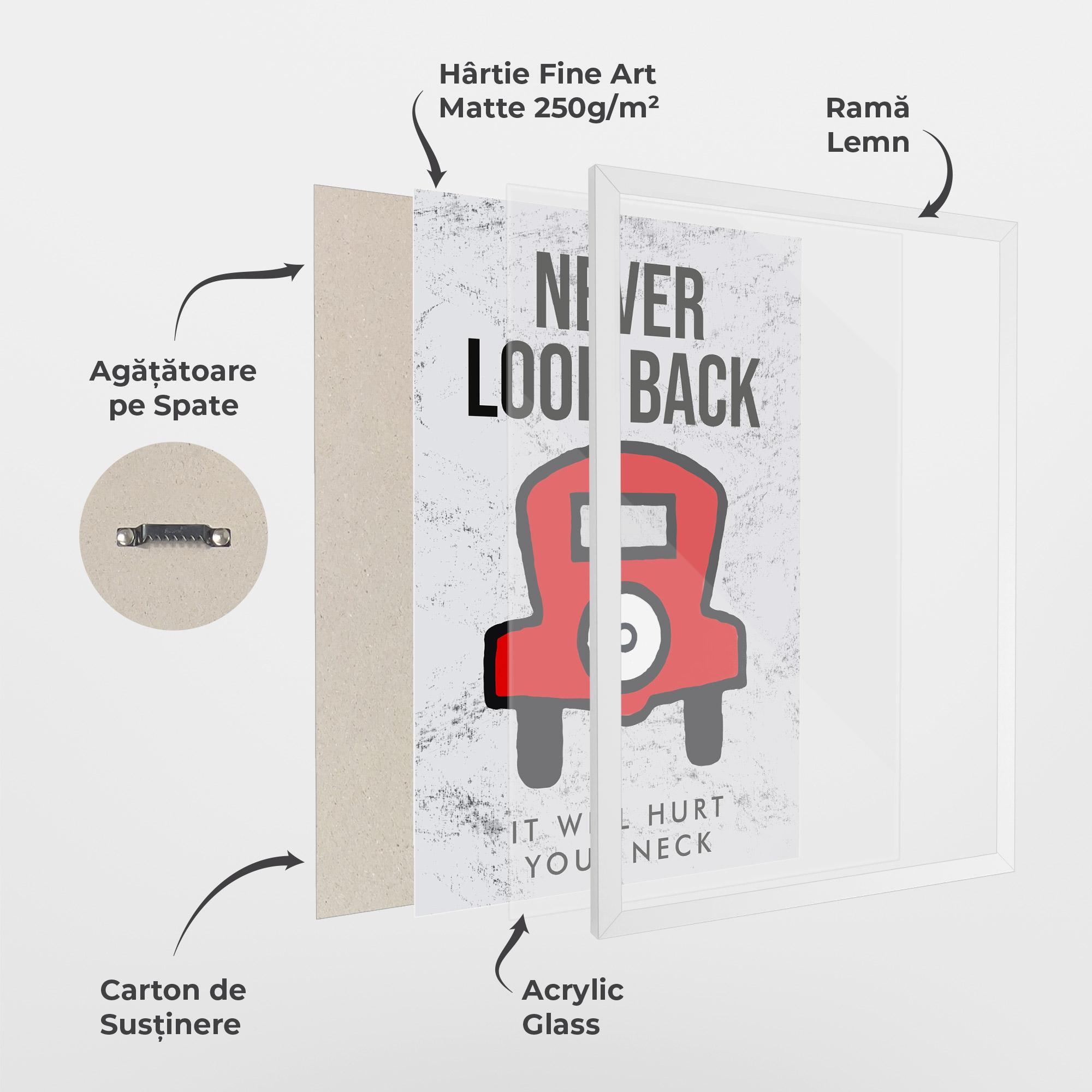 Poster Înrămat Never Look Back mockup 1