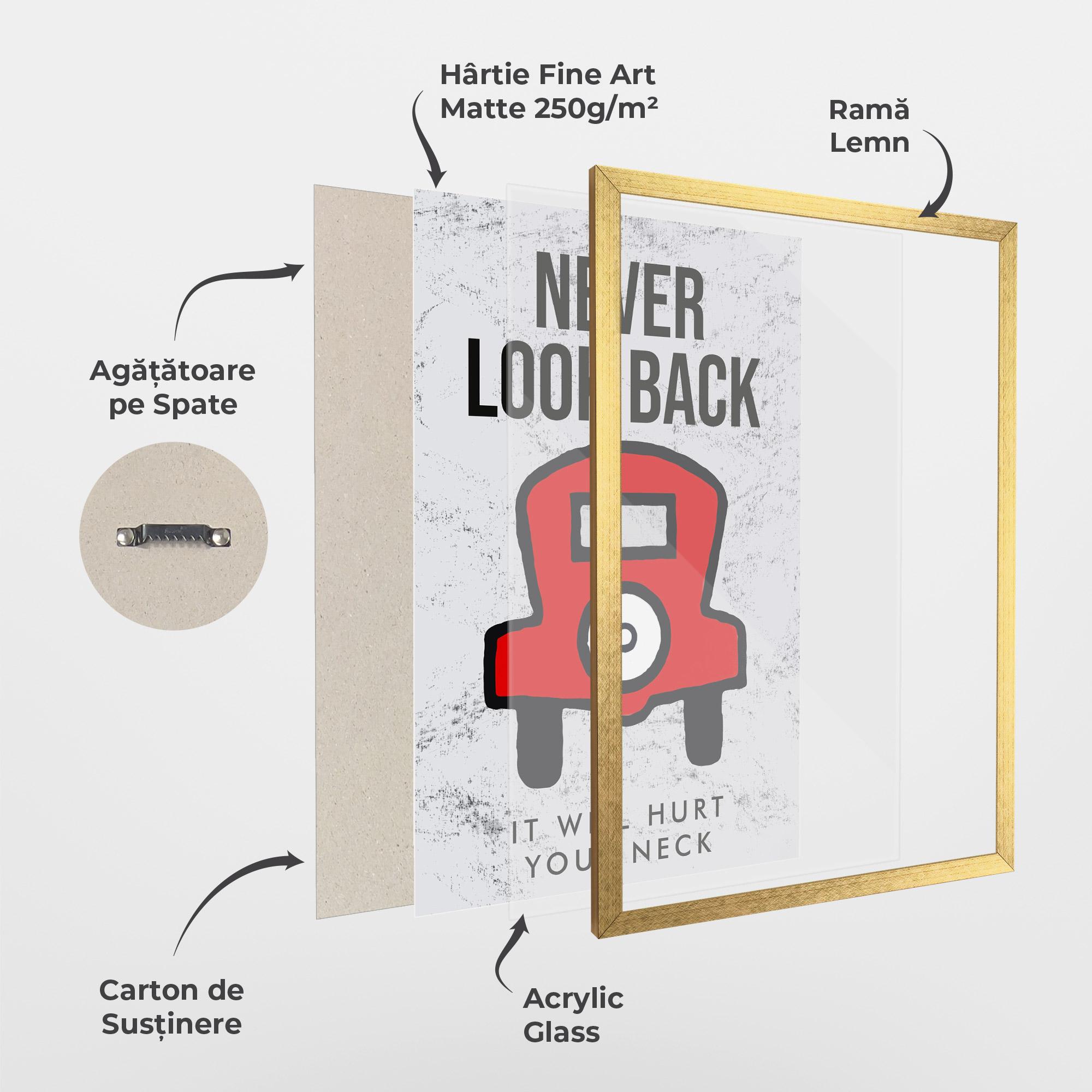 Poster Înrămat Never Look Back mockup 1