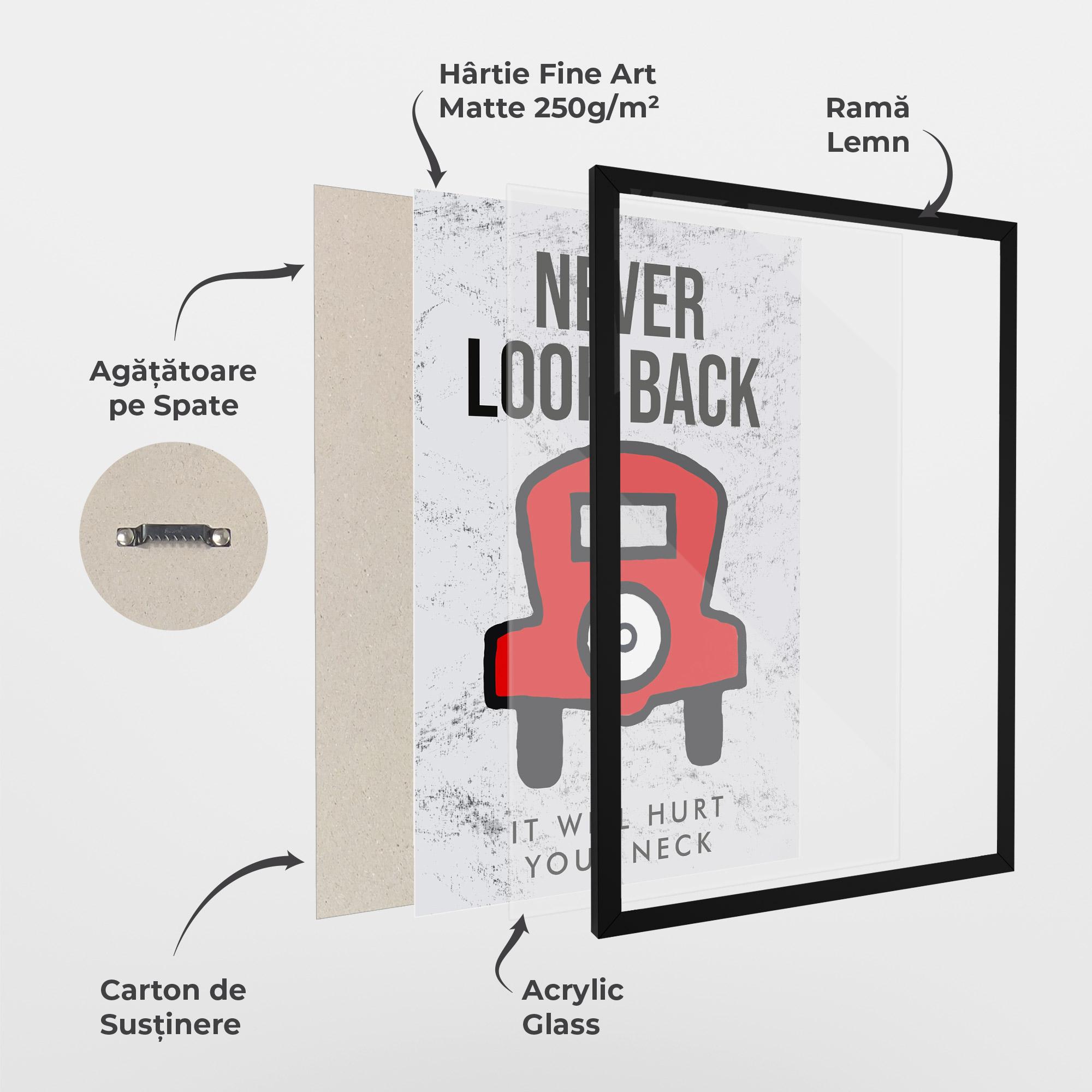 Poster Înrămat Never Look Back mockup 1