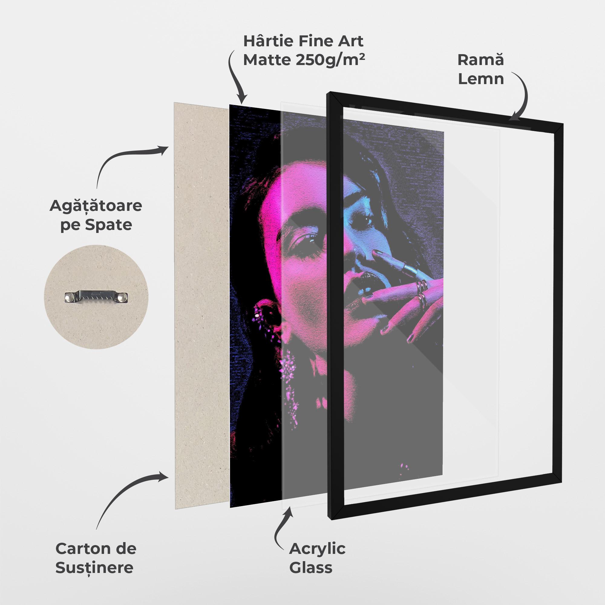 Poster Înrămat Purple Light Lady mockup 1