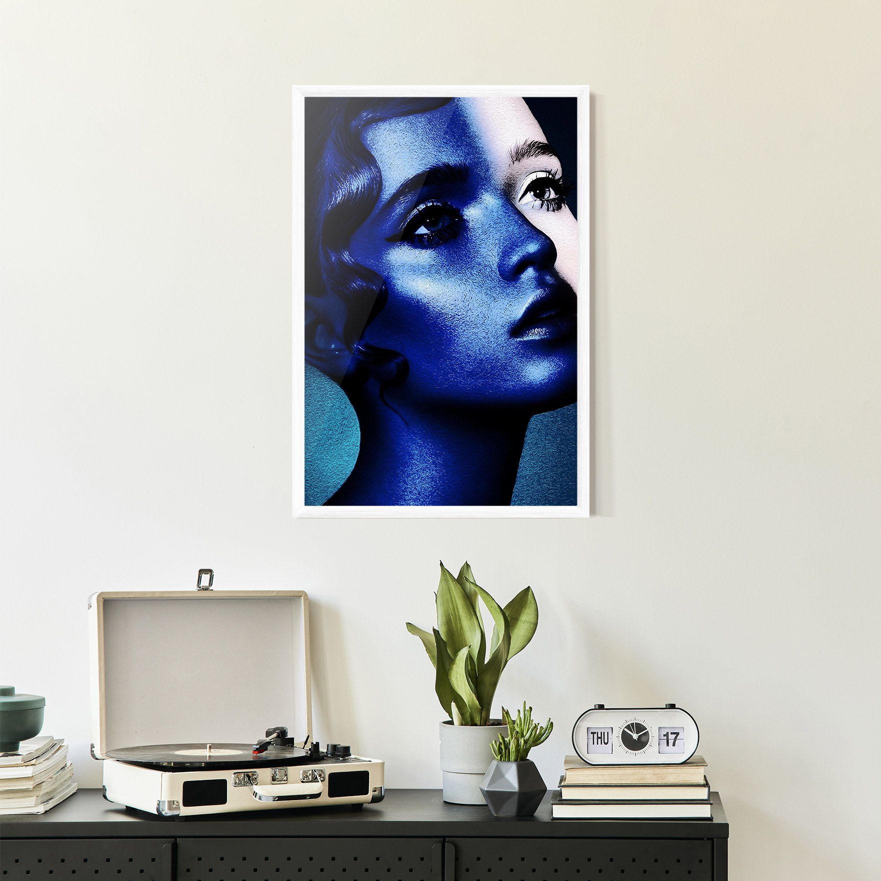 Blue White Face Art mockup 2