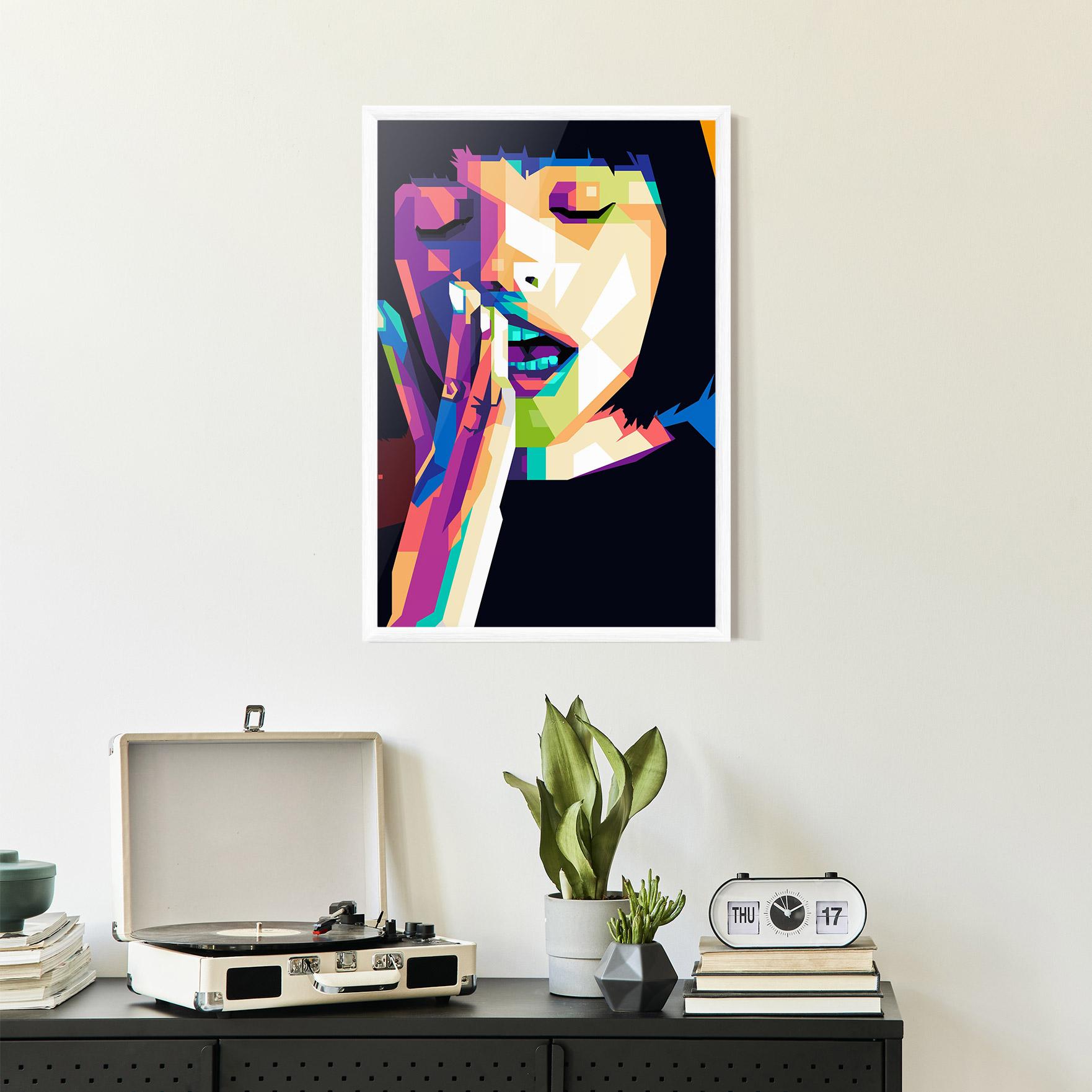 Poster Înrămat Polygonal Pretty Girl mockup 2