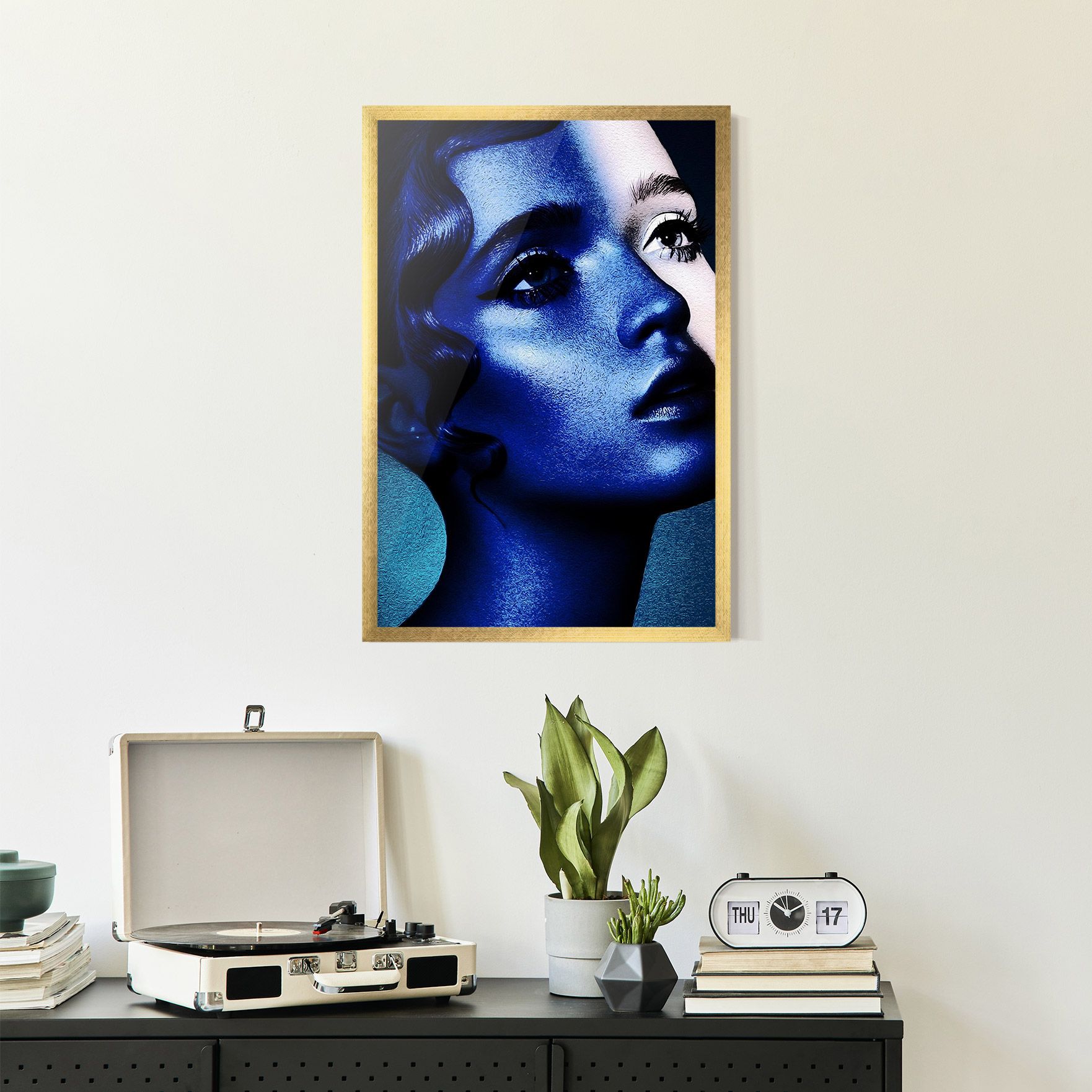 Blue White Face Art mockup 2