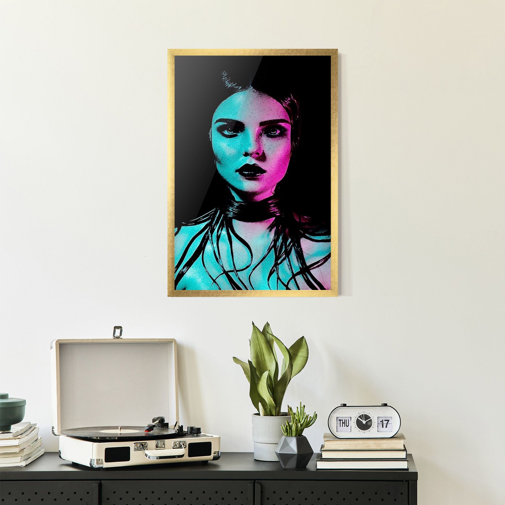 Pink Blue Light Girl mockup 2