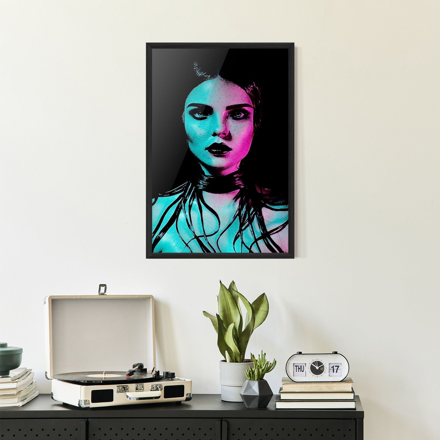 Pink Blue Light Girl mockup 2