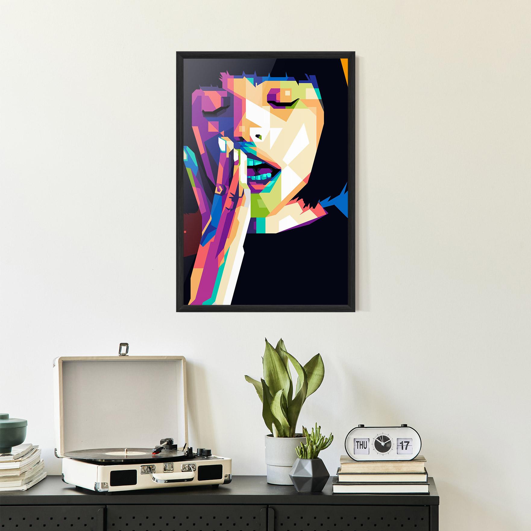 Poster Înrămat Polygonal Pretty Girl mockup 2