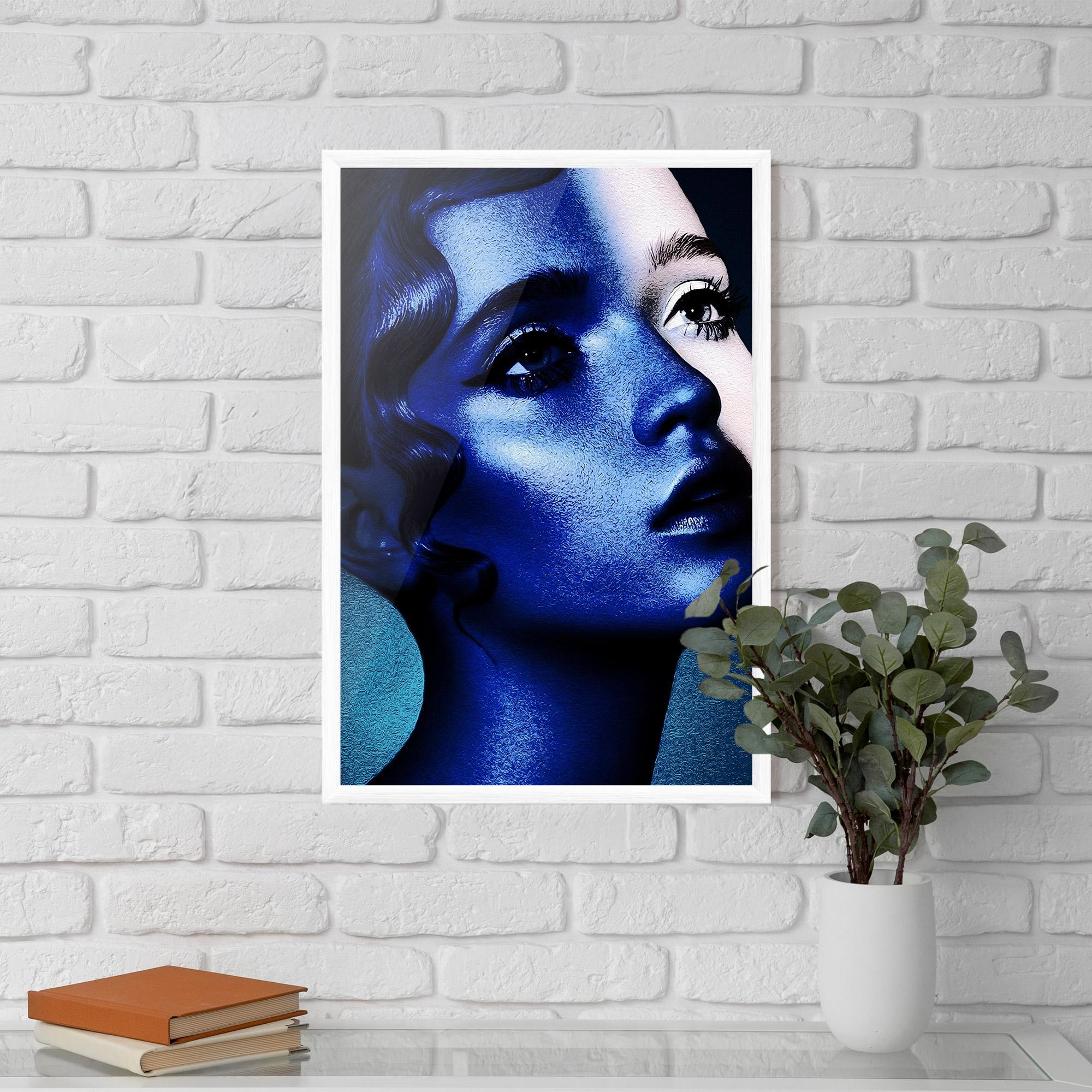 Poster Înrămat Blue White Face Art mockup 5