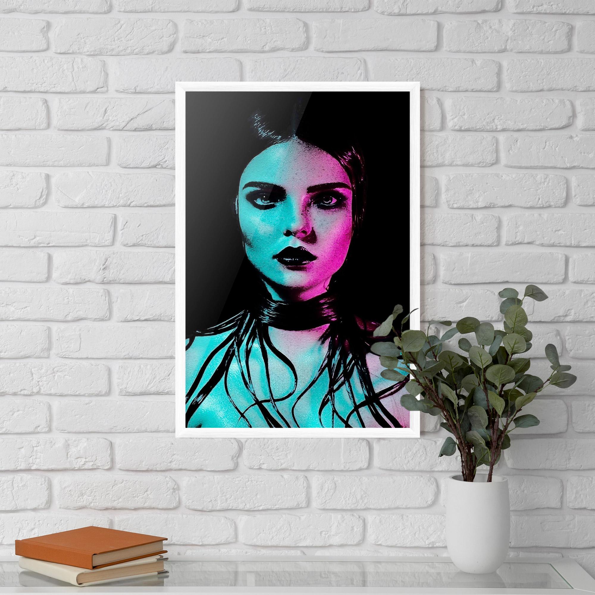 Poster Înrămat Pink Blue Light Girl mockup 5