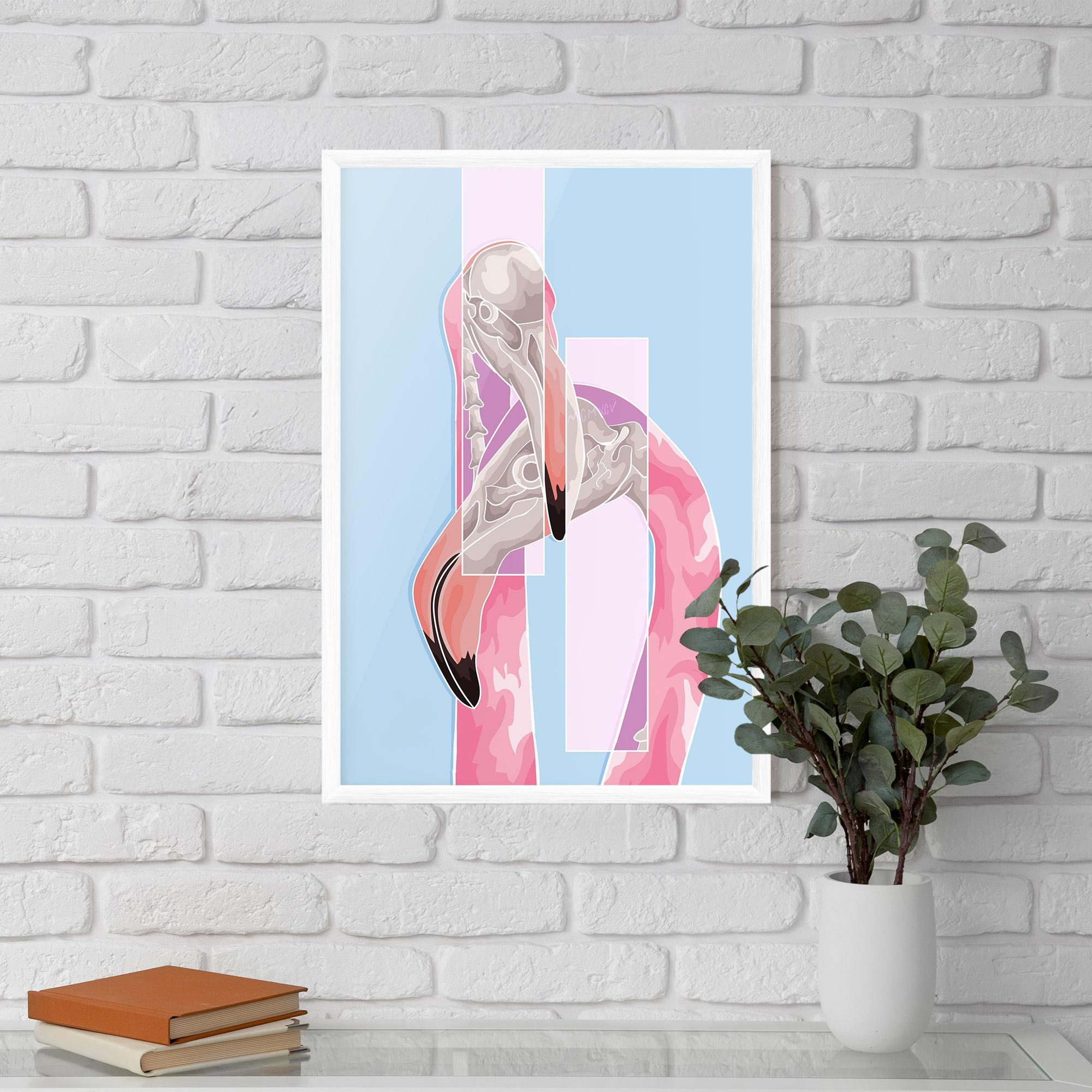 Poster Înrămat Pink Skull Flamingo mockup 5