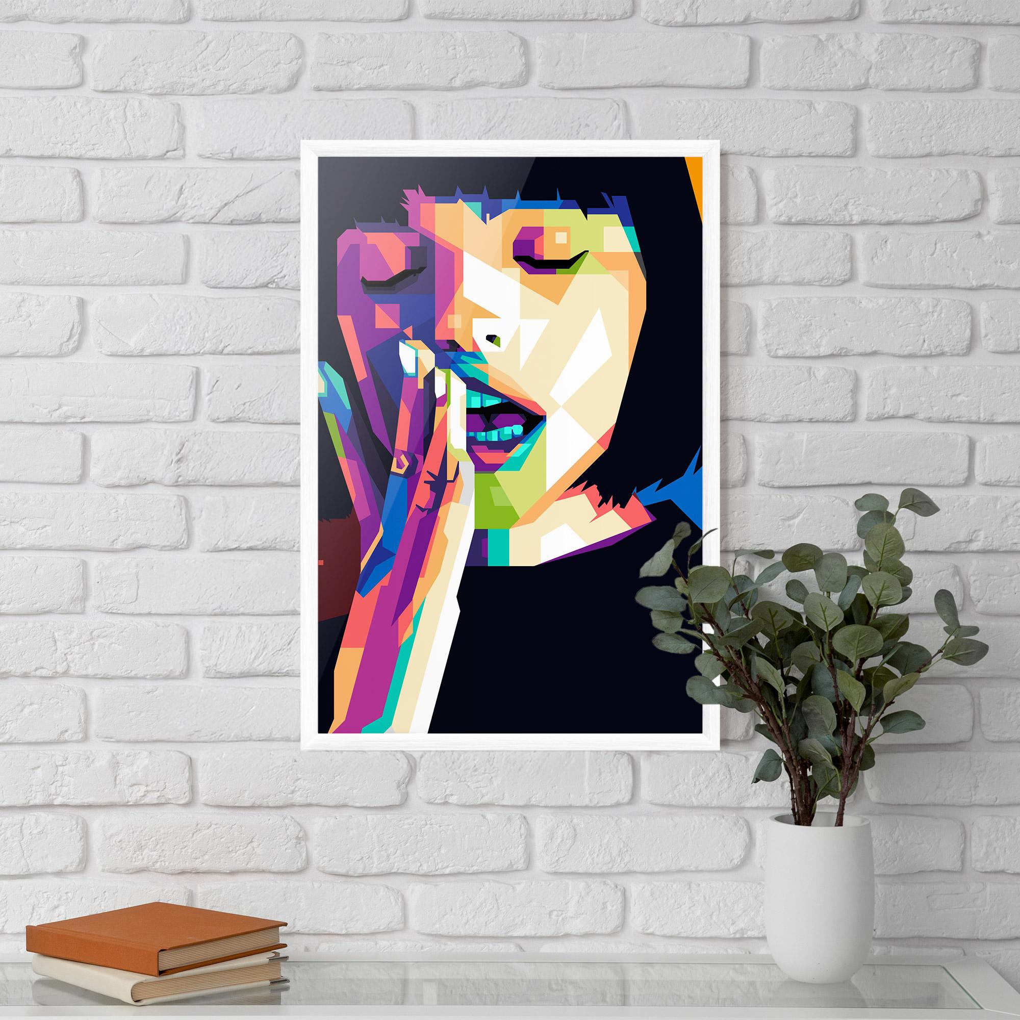 Poster Înrămat Polygonal Pretty Girl mockup 5
